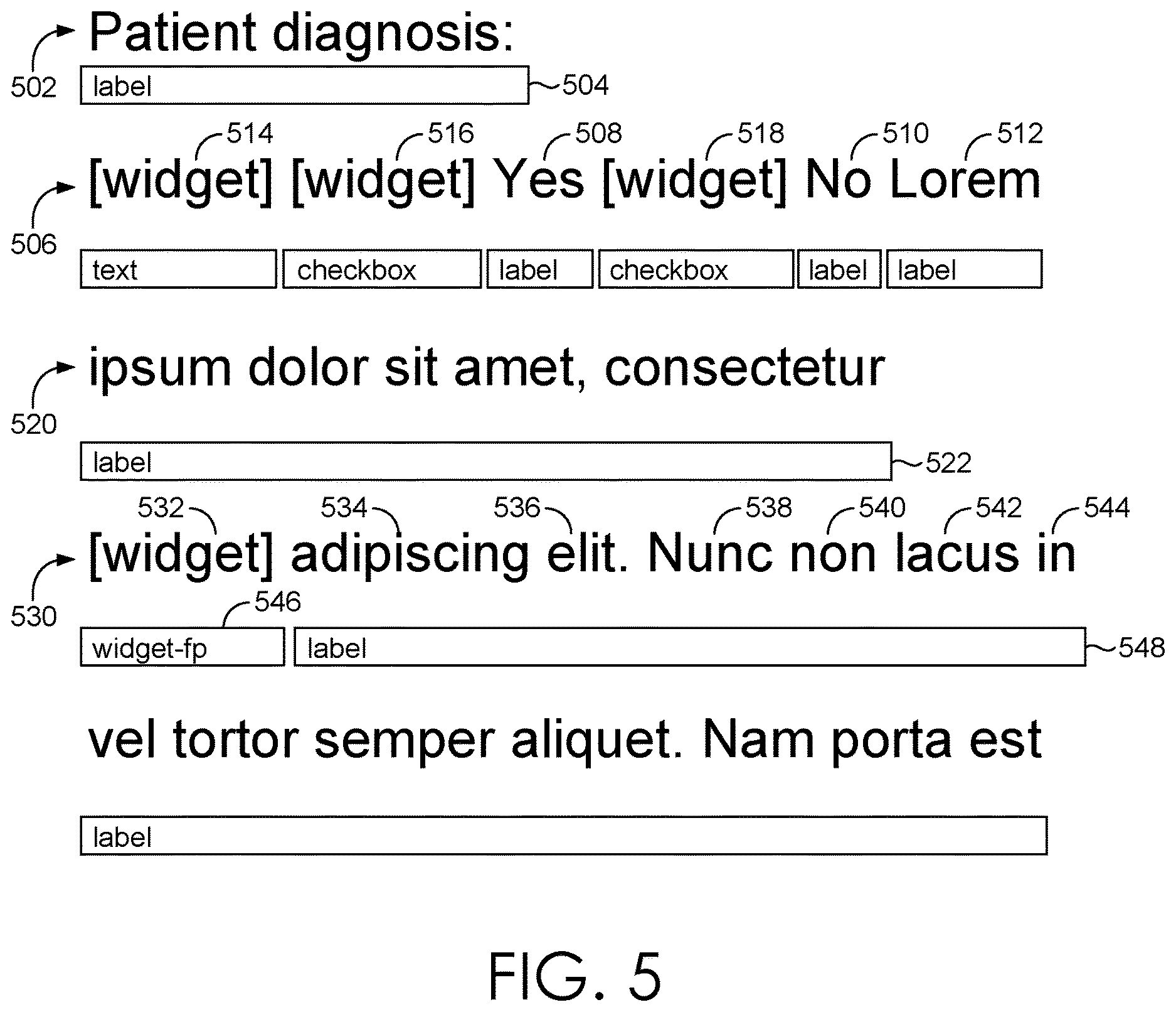 Patent US12614405 Figure 5 – Facilitating identification of fillable regions in a form