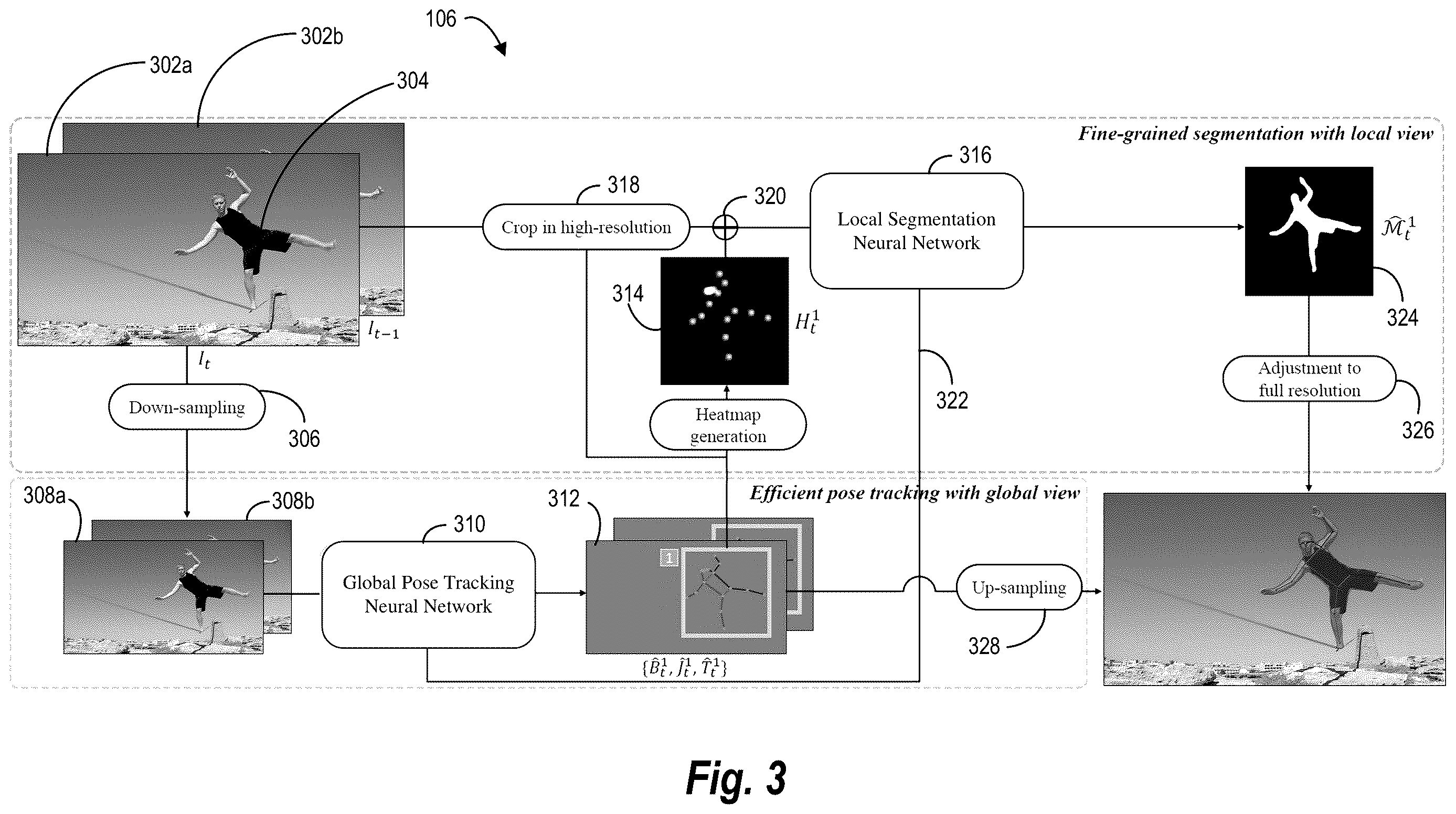 Patent US12614407 Figure 3 – Generating segmentation masks for objects in digital videos using pose tracking data