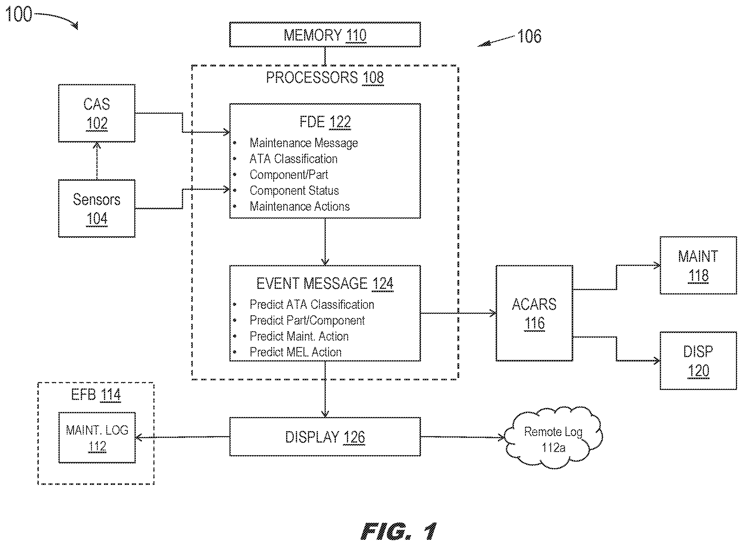 Patent US12614411 Figure 1 – System and method for automated logging and reporting of aircraft maintenance events