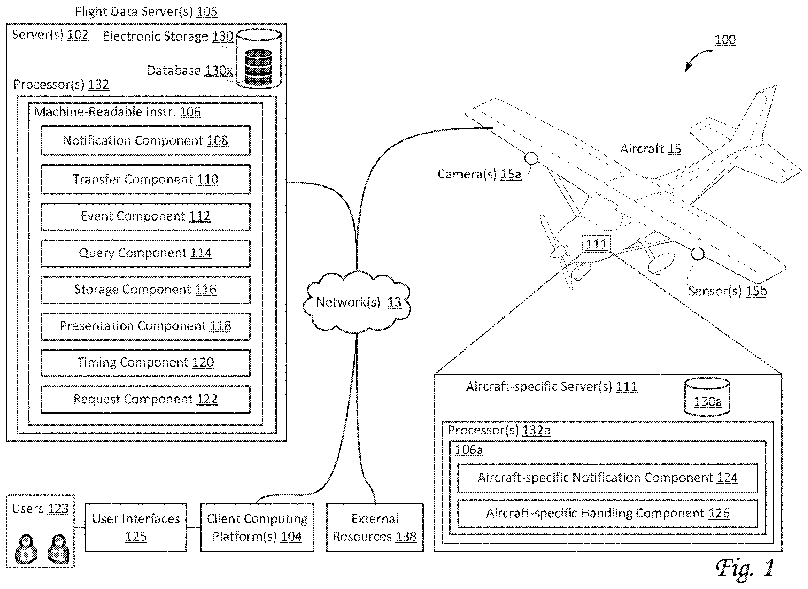 Patent US12614418 Figure 1 – Systems and methods for querying flight data from aircraft