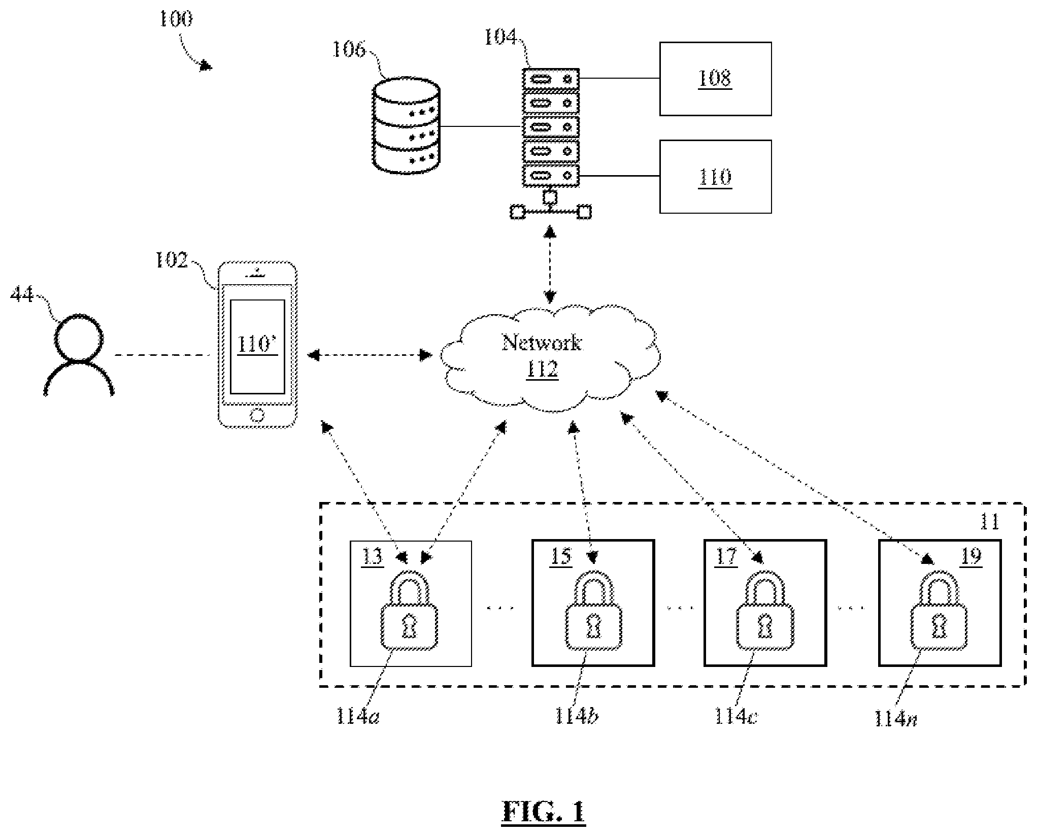 Patent US12614422 Figure 1 – Wireless lockout-tagout state machine-based access control system and method