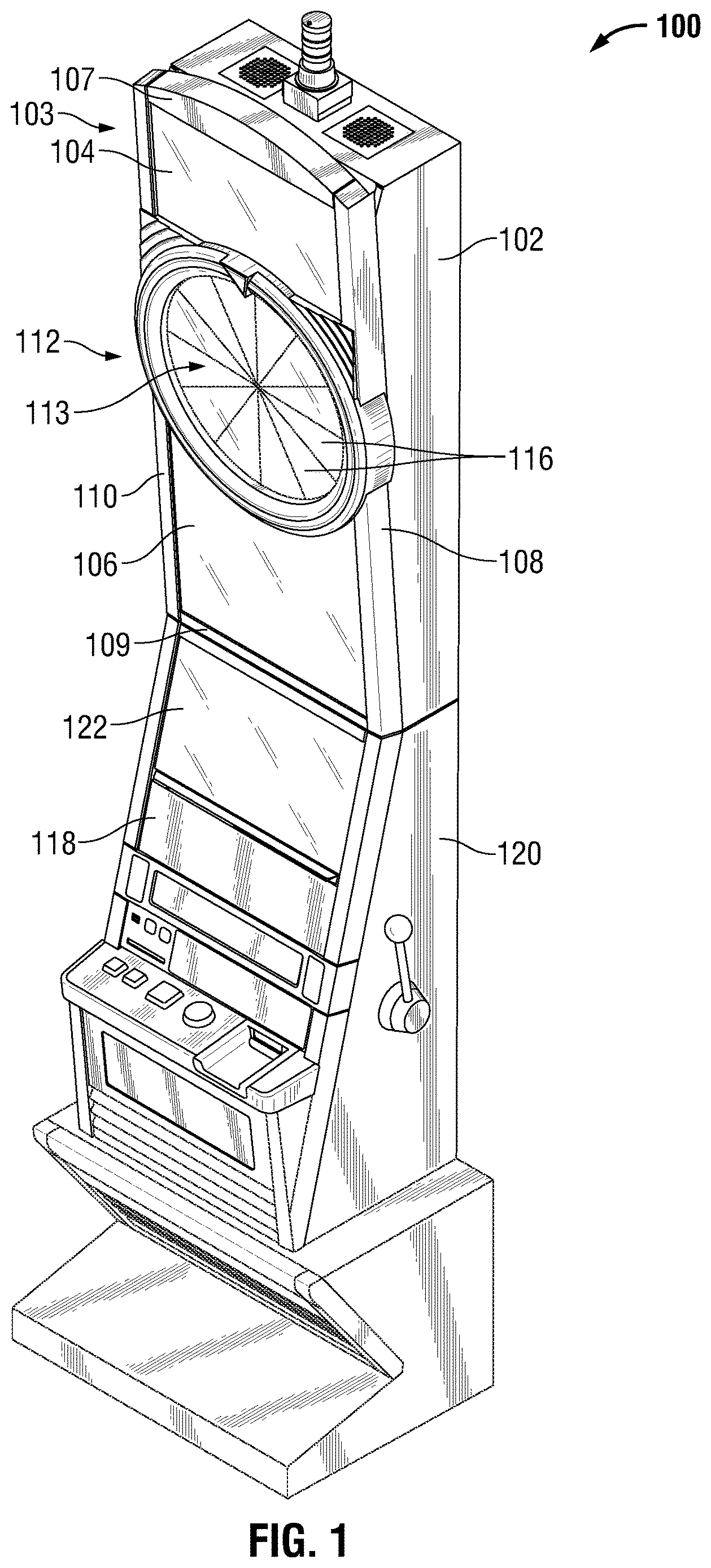 Patent US12614427 Figure 1 – Gaming machine display and display method with multiple brightness levels