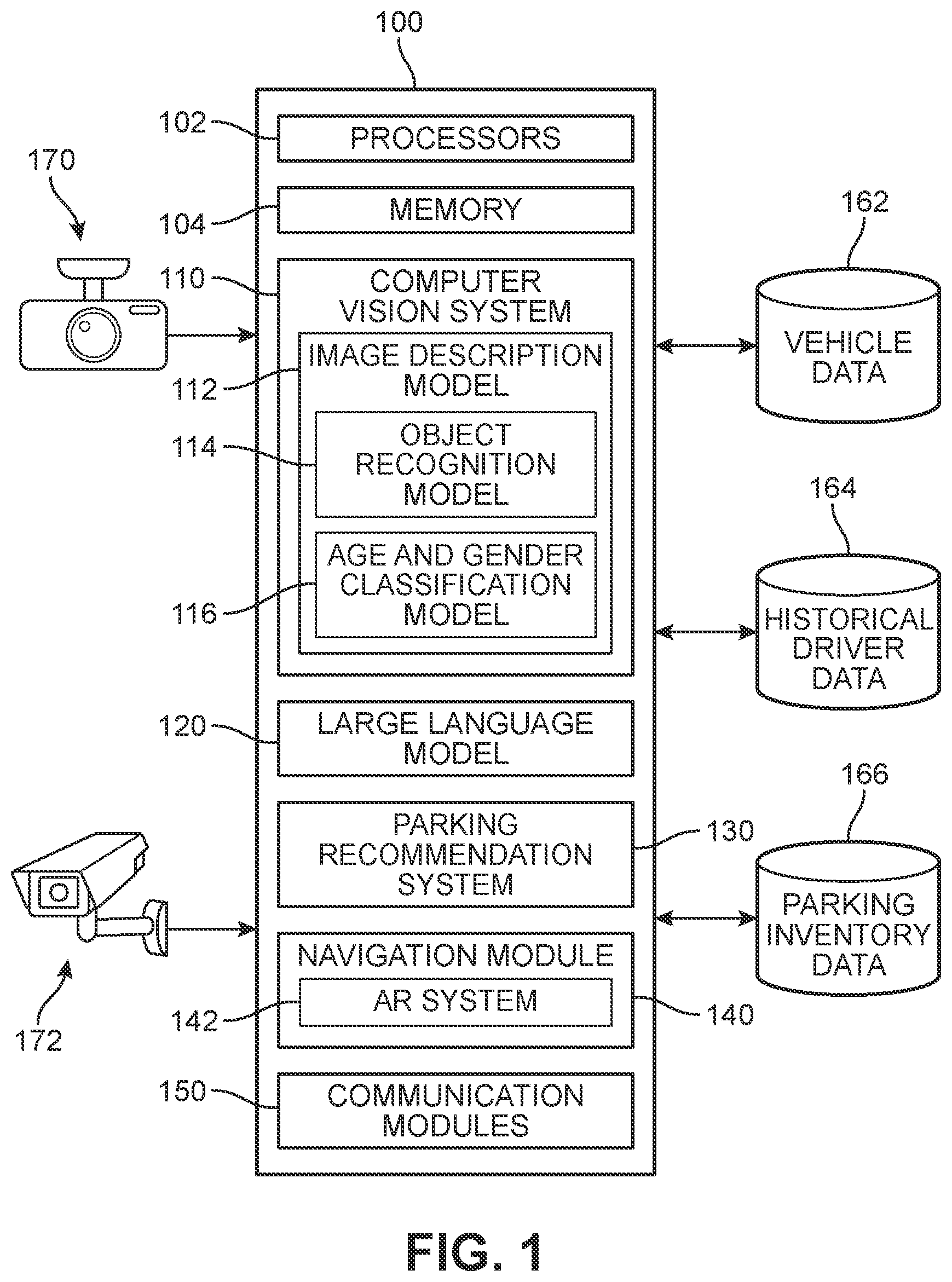Patent US12614457 — Artificial intelligence optimized parking system — Figure 1