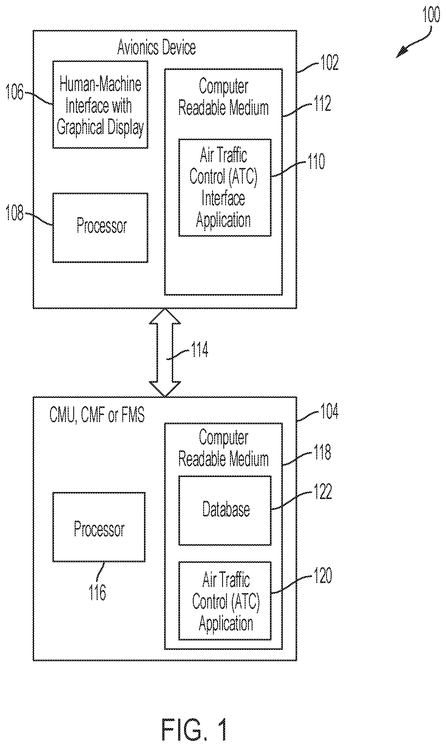Patent US12614466 Figure 1 – Generating air traffic control (ATC) requests on an onboard or an offboard avionics device with a graphical display
