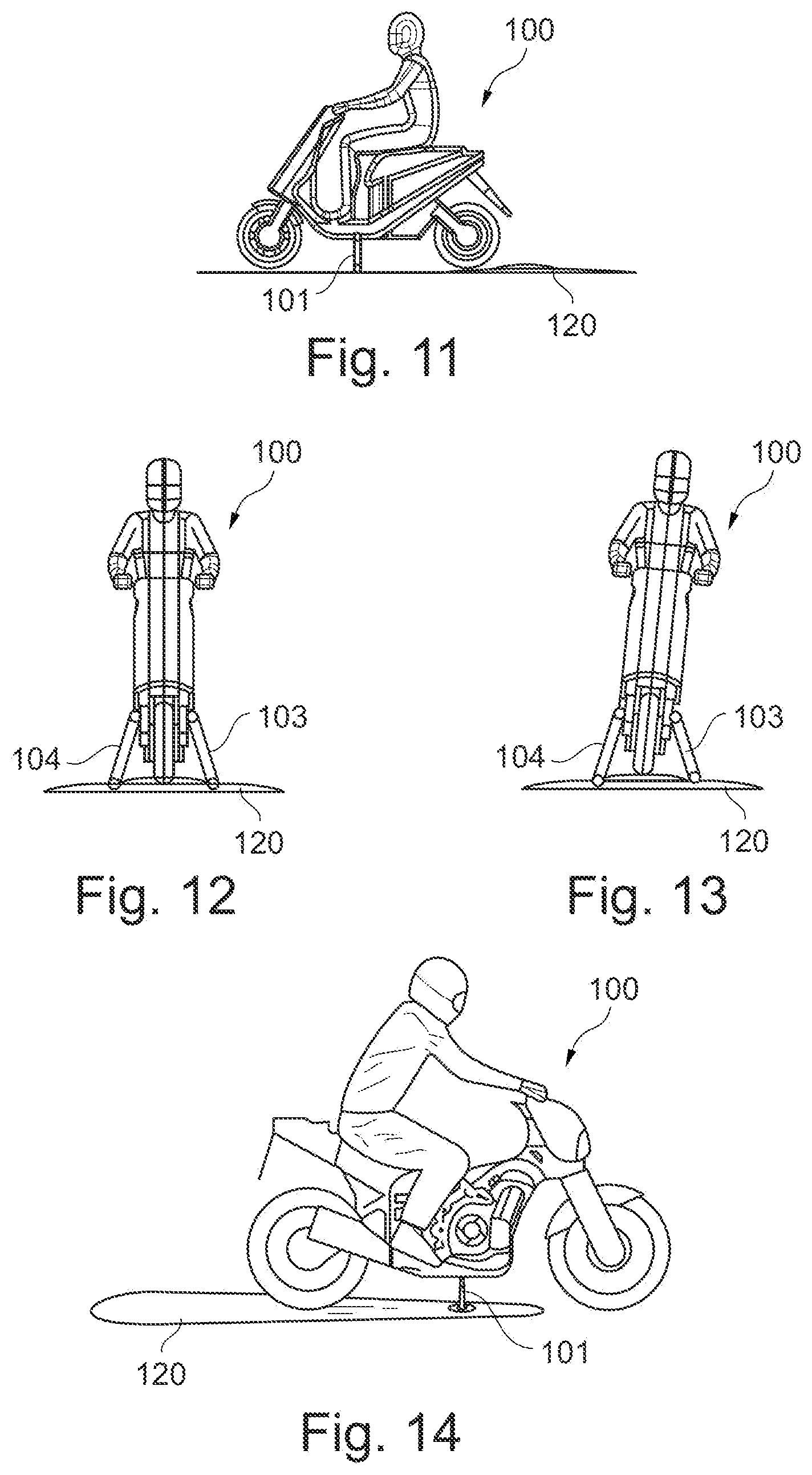 Patent US12614473 Figure 3 – Inclination mechanism for single-track dummy vehicle