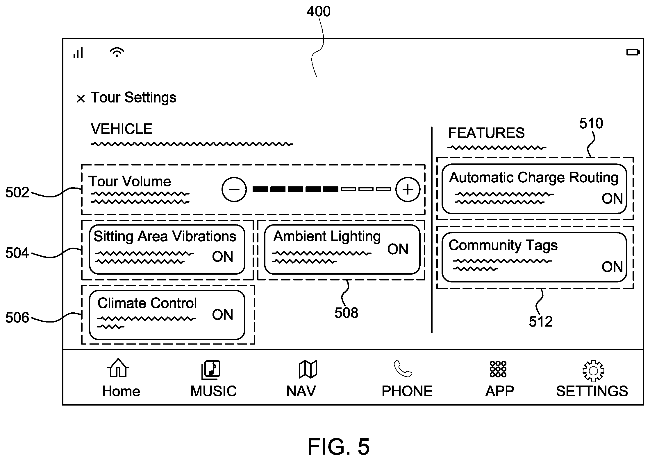 Patent US12614475 Figure 5 – Systems and methods for facilitating touring in a vehicle