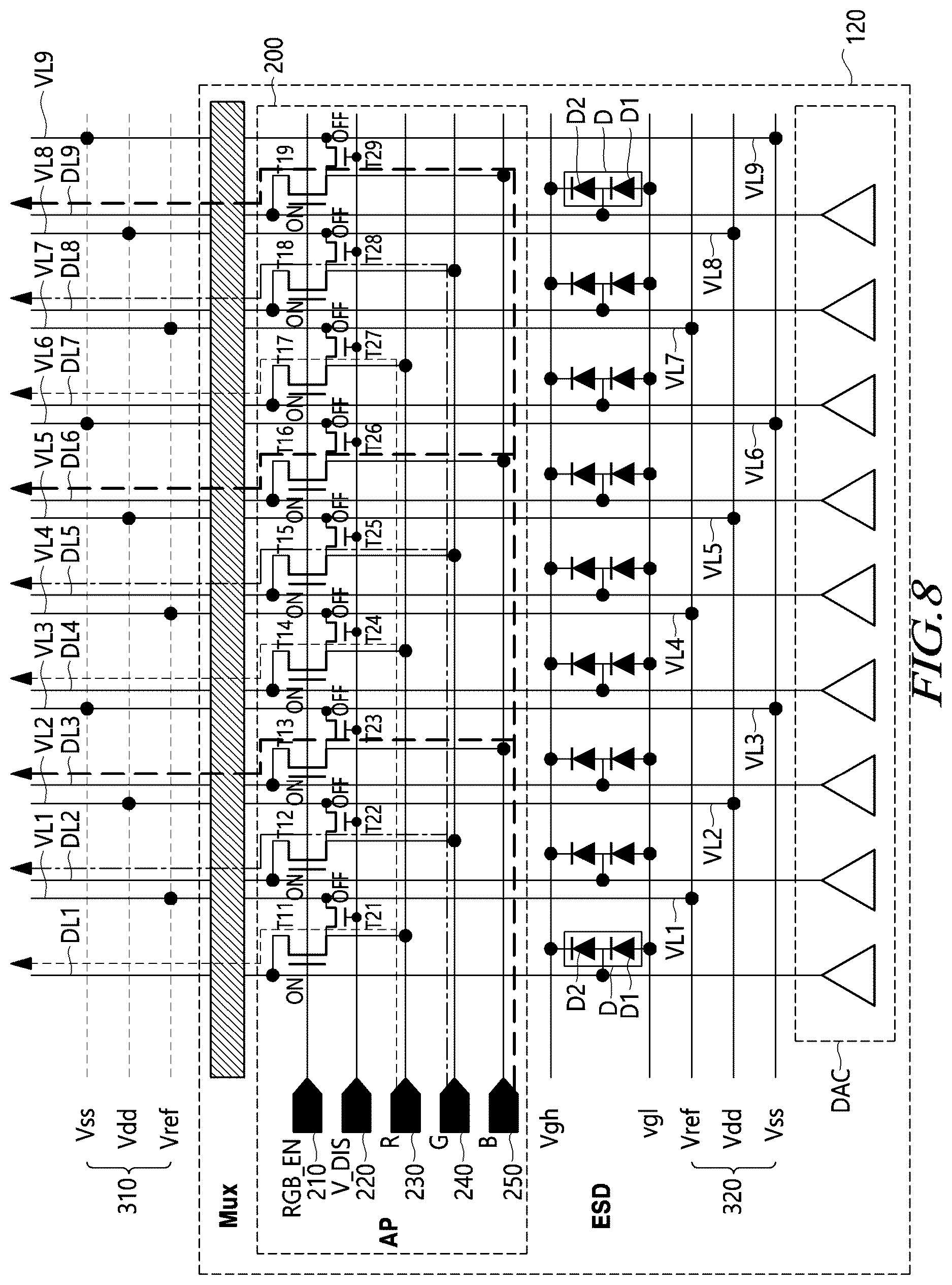 Patent US12614485 Figure 8 – Lighting inspection circuit and display device including the same