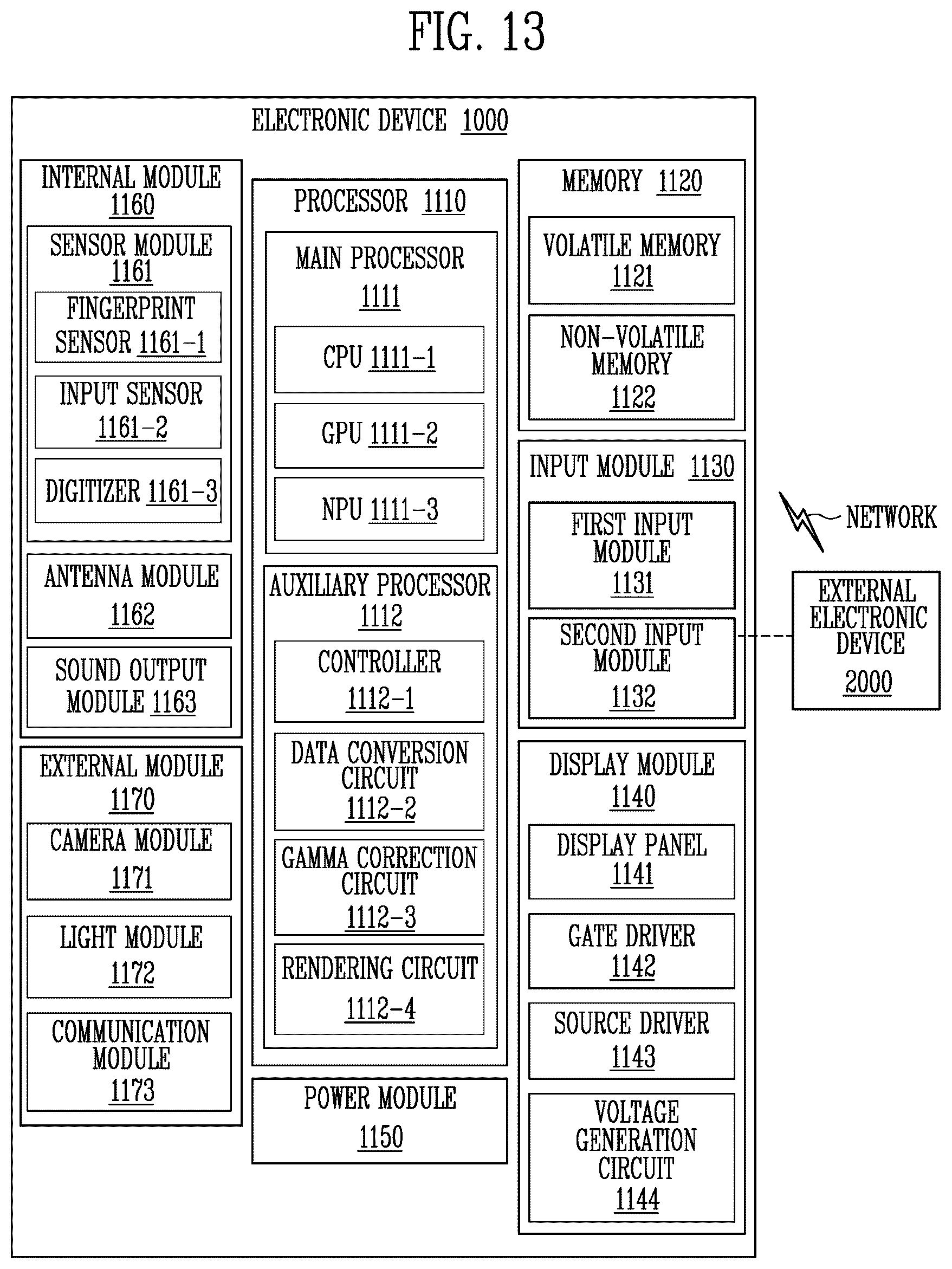 Patent US12614505 Figure 12 – Display device having amplifiers in parallel between channel and output lines, and driving method thereof, and electronic device including the display device