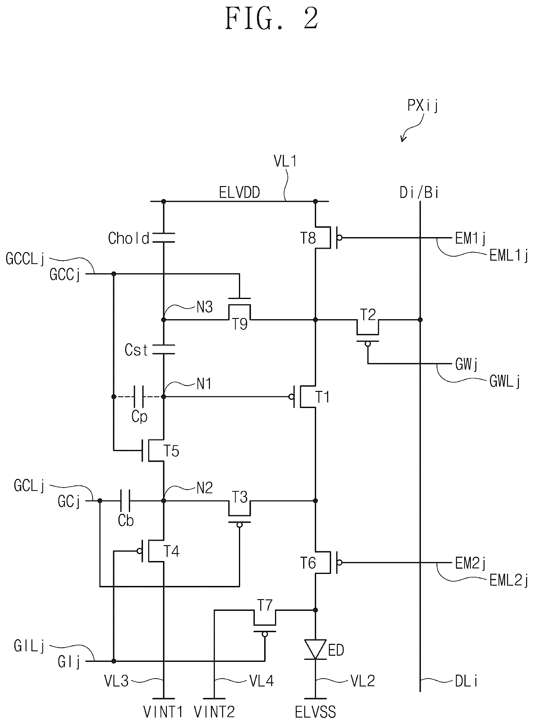 Patent US12614506 Figure 2 – Pixel and display device
