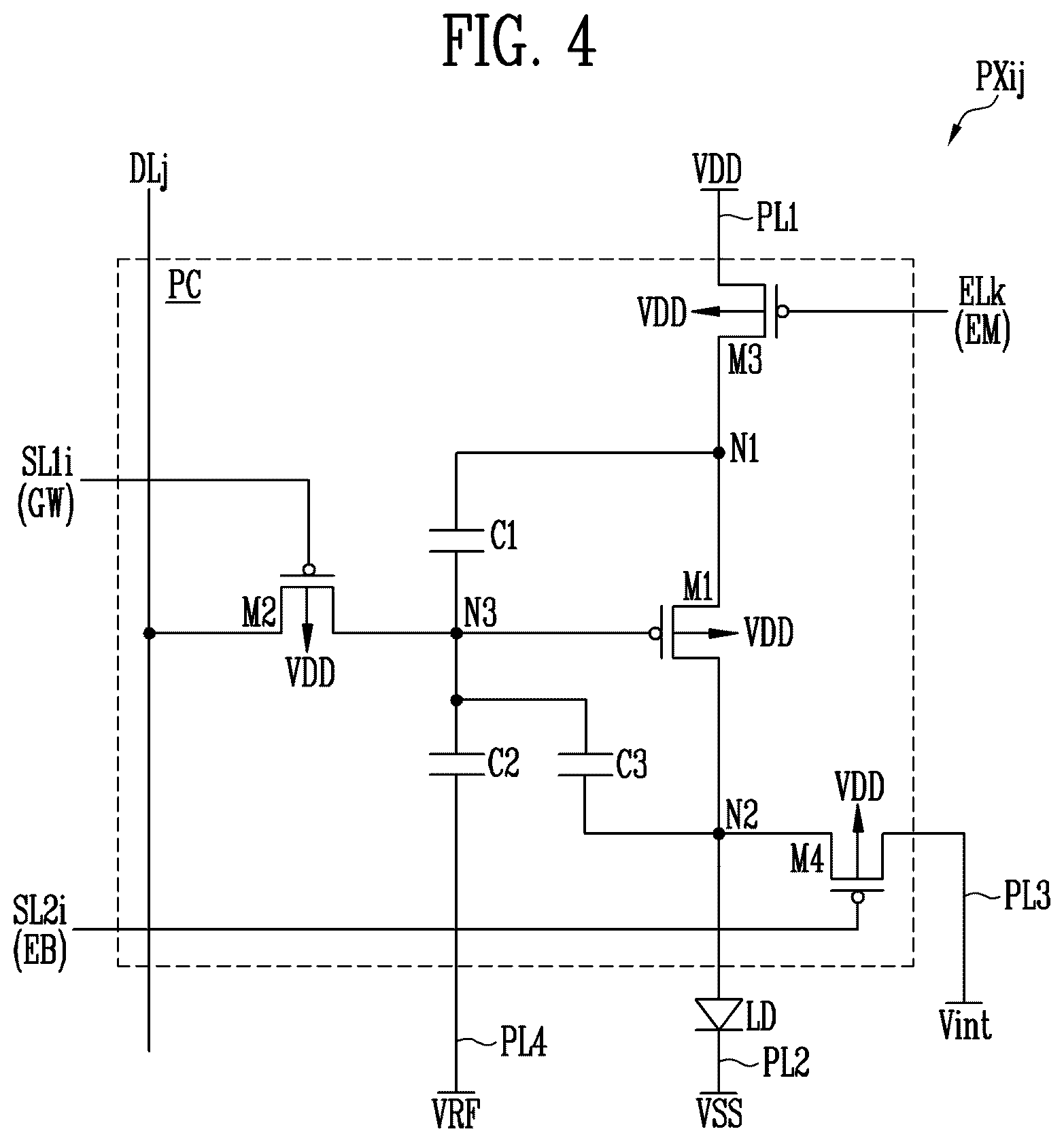 Patent US12614519 Figure 4 – Pixel, display device including the same and electronic device including display device
