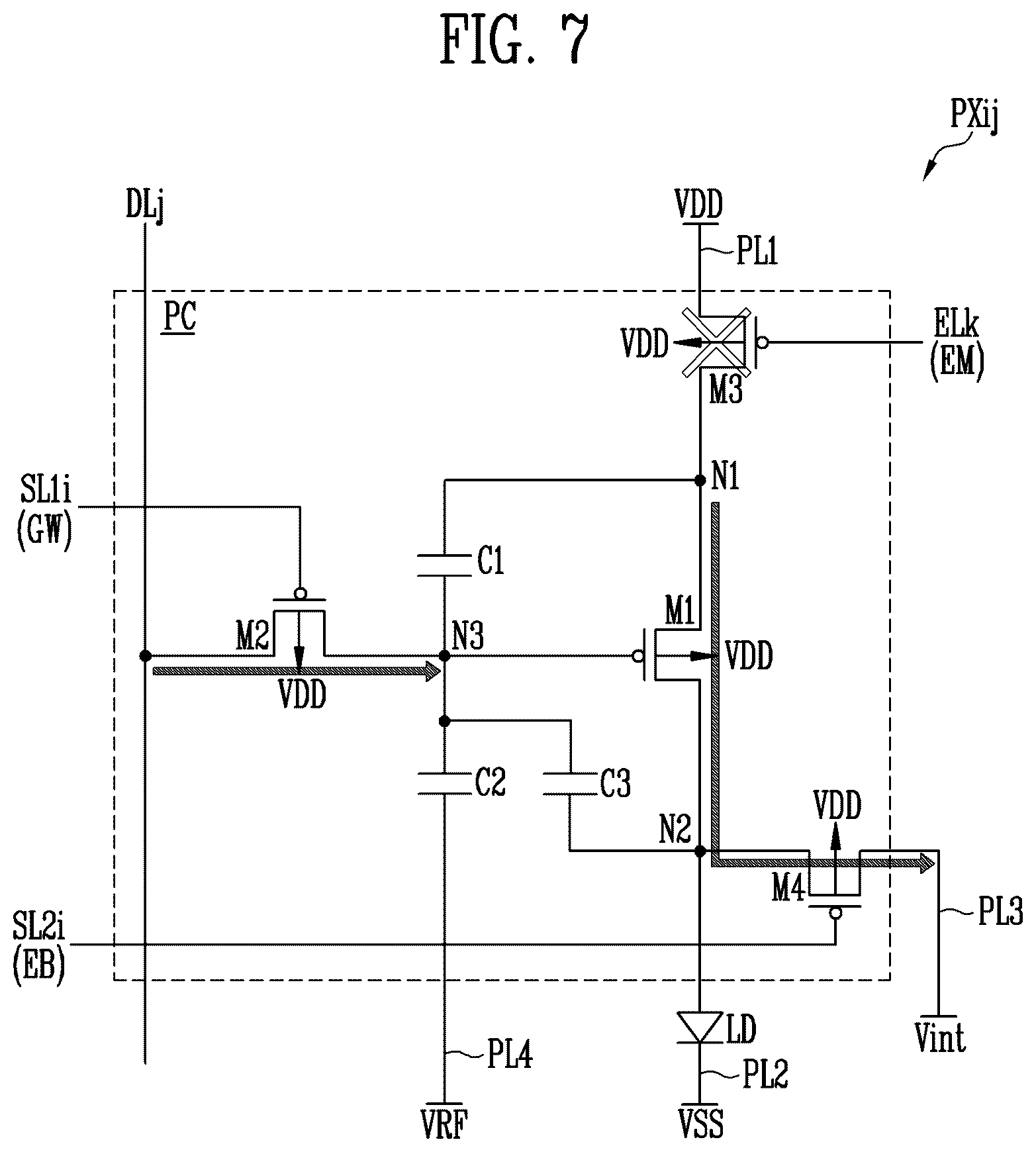 Patent US12614519 Figure 7 – Pixel, display device including the same and electronic device including display device