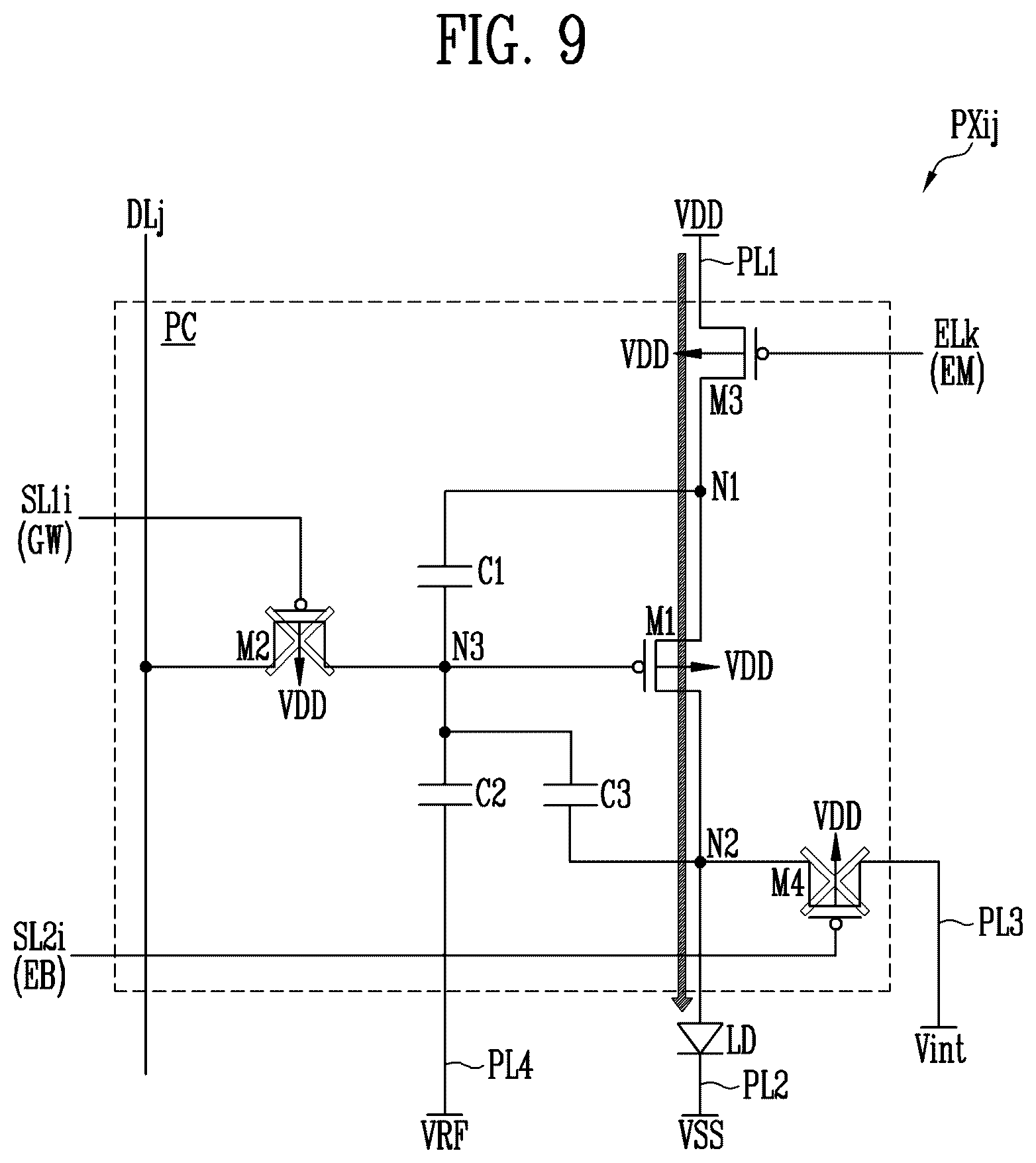 Patent US12614519 Figure 9 – Pixel, display device including the same and electronic device including display device