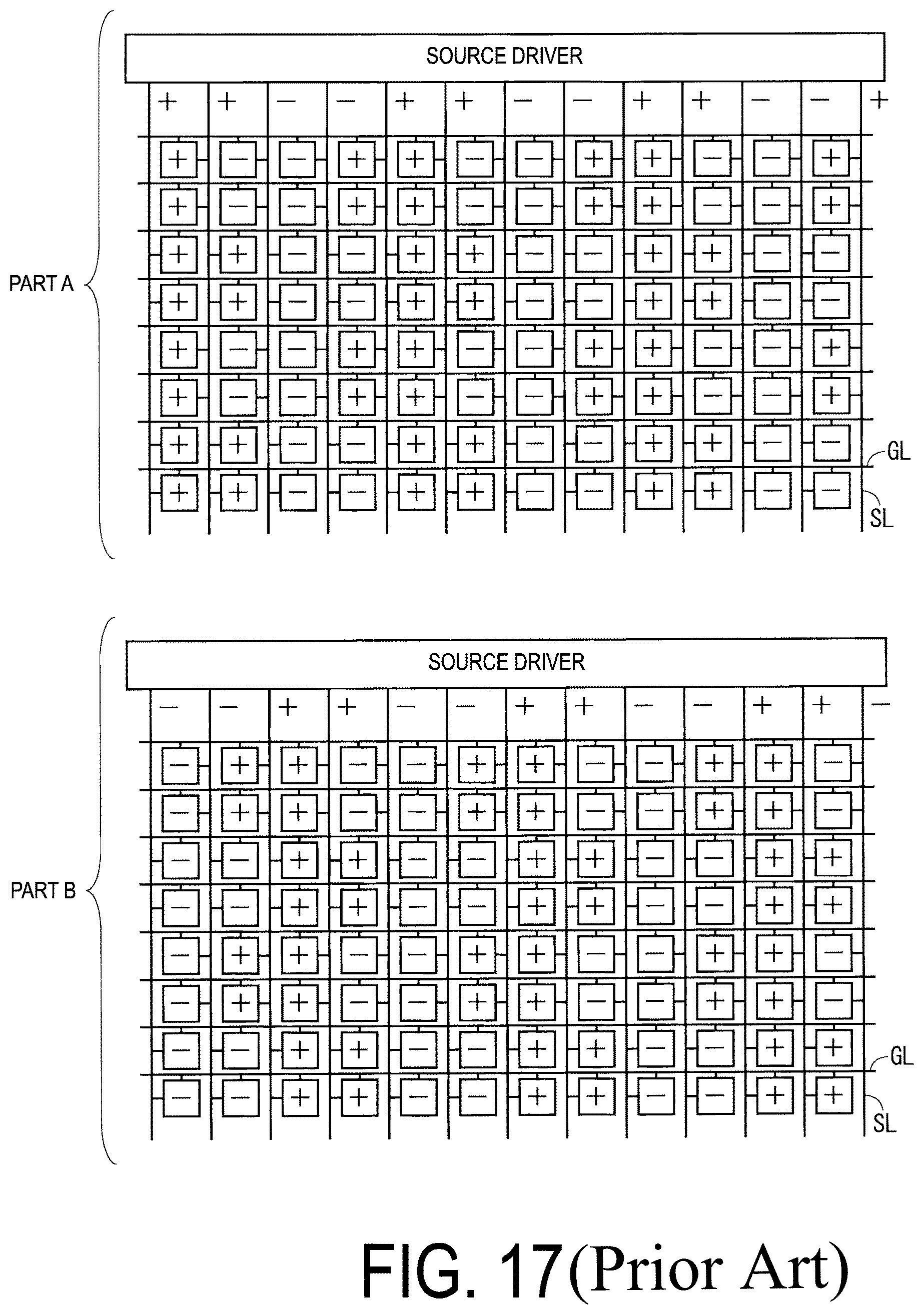 Patent US12614529 Figure 17 – Liquid crystal display (LCD) device capable of performing switching between polarity inversion driving methods without causing deterioration in display quality and driving method for he same