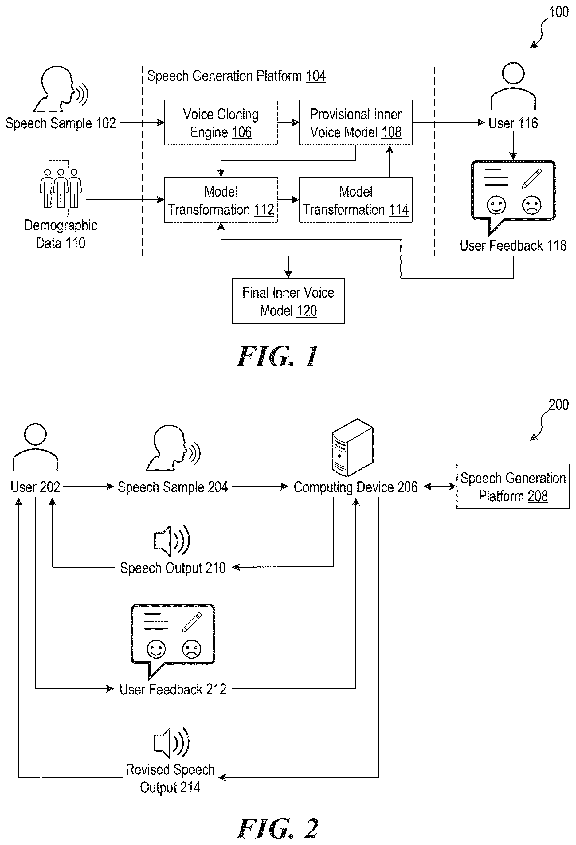 Patent US12614539 Figure 1 – Personalized inner voice synthesis using adaptive acoustic parameter modification using demographic data