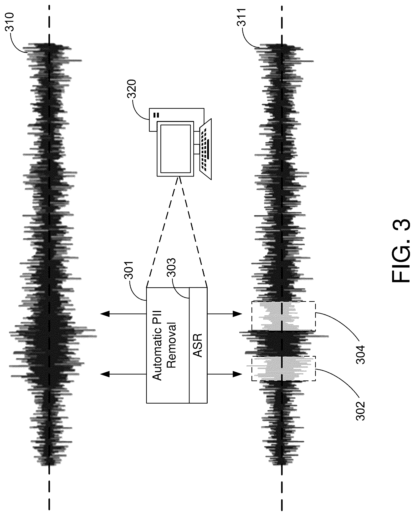 Patent US12614546 Figure 3 – Automatic personal identifiable information removal from audio