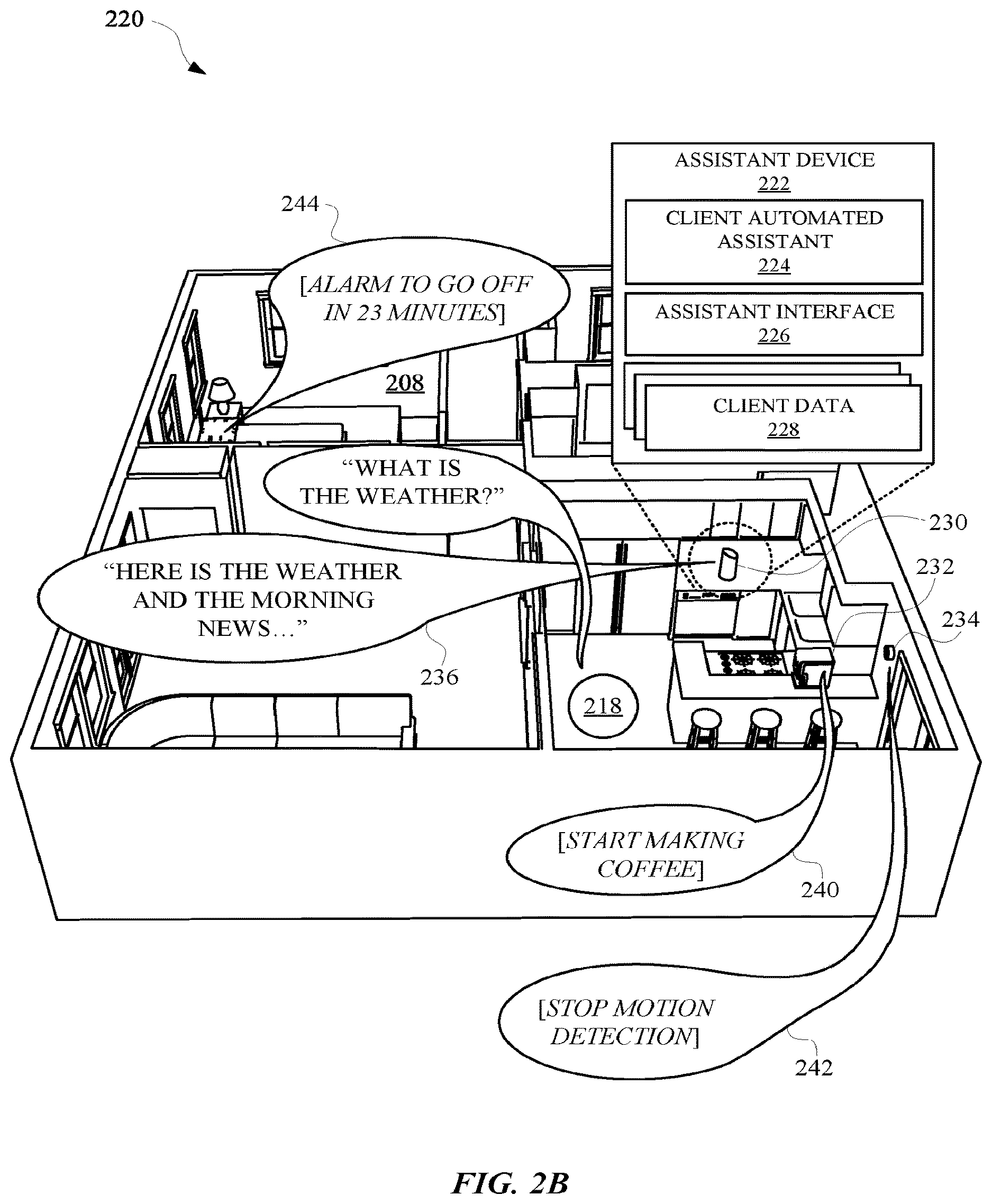 Patent US12614548 Figure 4 – Pre-emptively initializing an automated assistant routine and/or dismissing a scheduled alarm