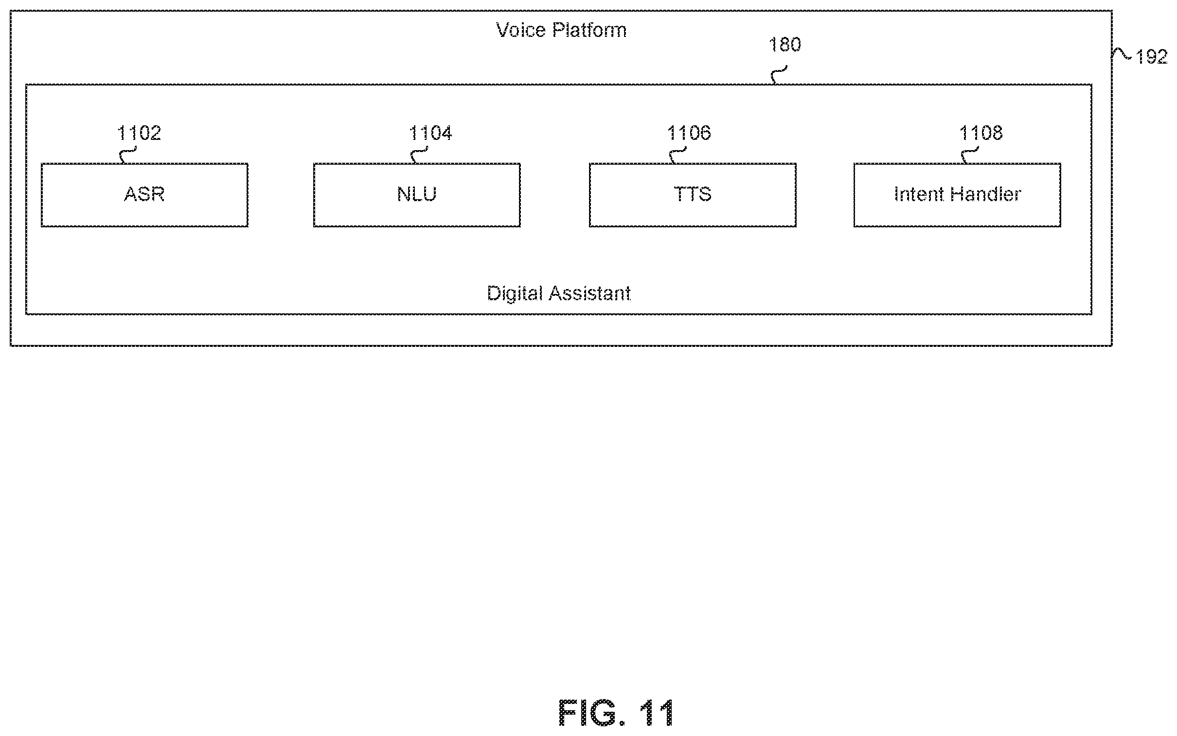 Patent US12614549 Figure 11 – Trigger word detection with multiple digital assistants