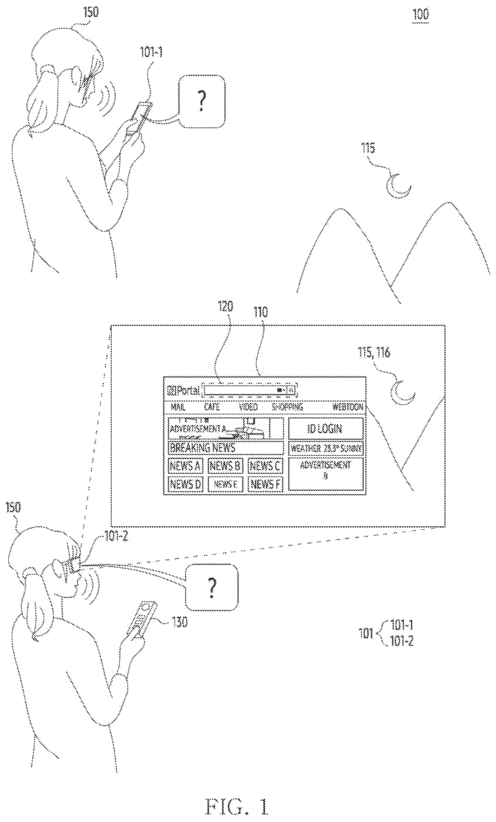 Patent US12614550 — Electronic device, method, and non-transitory computer readable storage medium controlling executable object based on voice signal — Figure 1