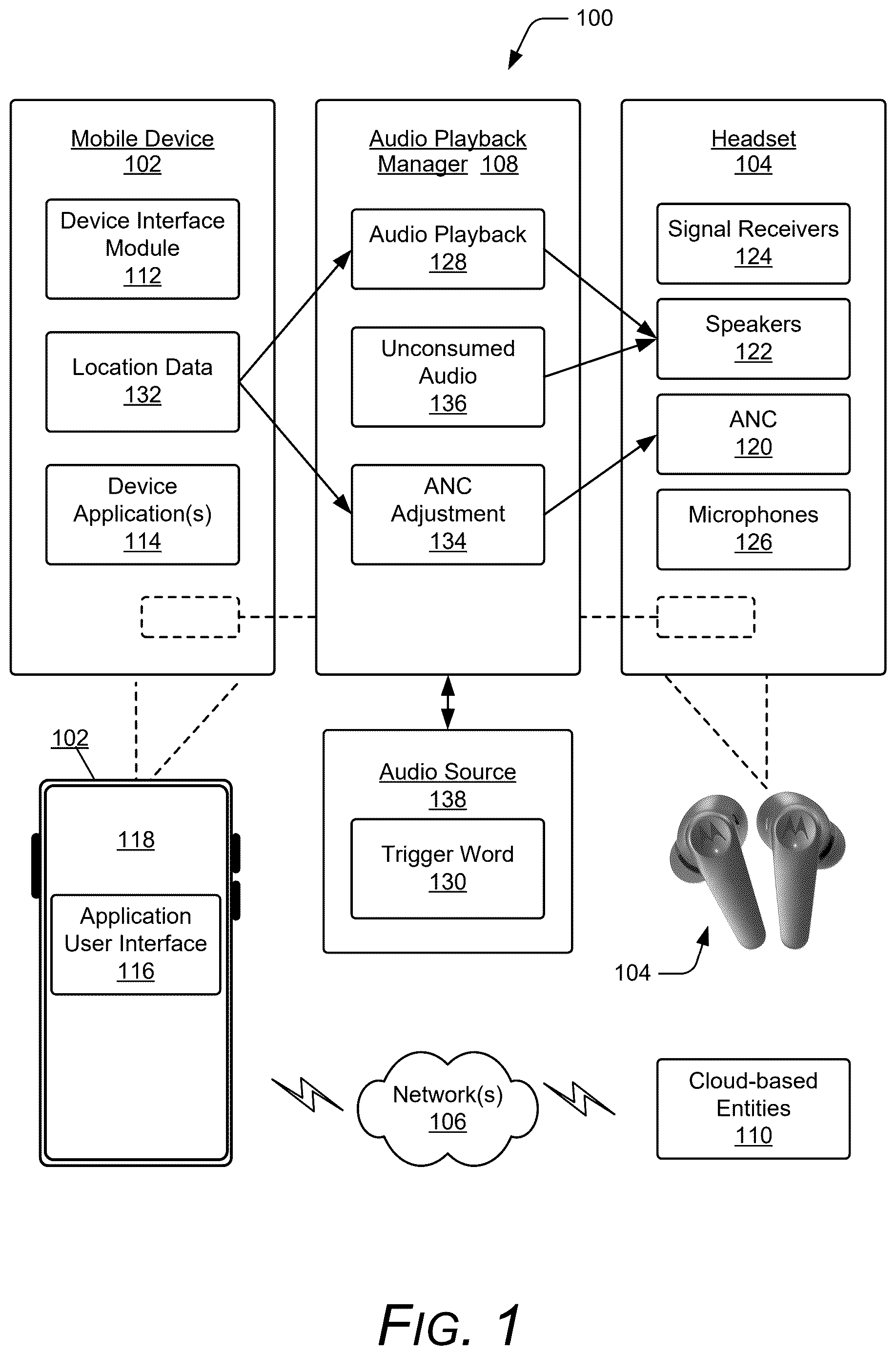 Patent US12614551 Figure 1 – Presenting relevant audio data