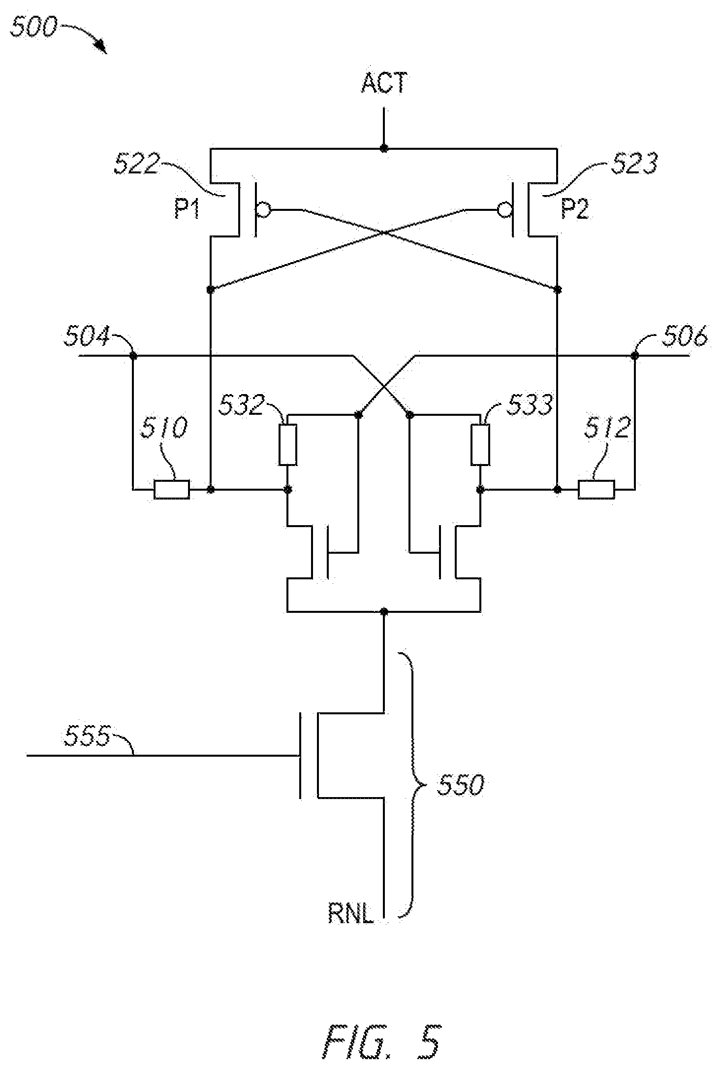 Patent US12614571 Figure 5 – Apparatuses and methods for adjusting sense amplifier voltage threshold compensation based on temperature