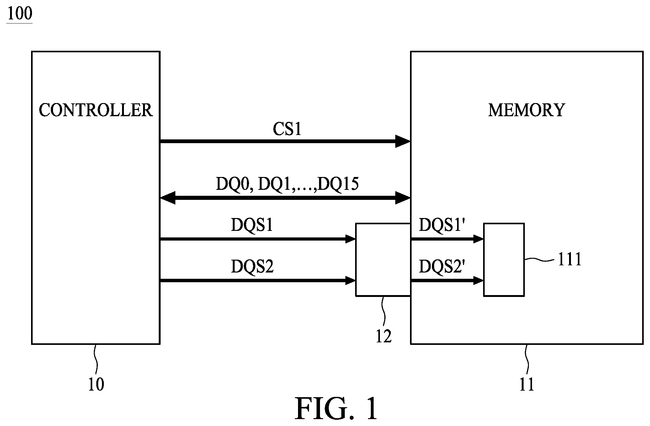 Patent US12614584 — Method for adjusting logic states of data strobe signals used by memory device — Figure 1