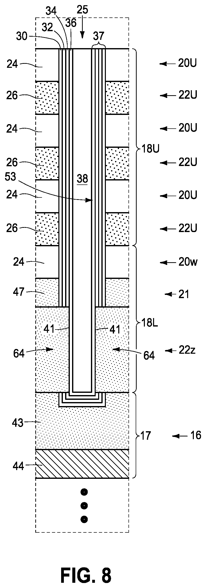 Patent US12614590 Figure 6 – Memory arrays comprising strings of memory cells and methods used in forming a memory array comprising strings of memory cells
