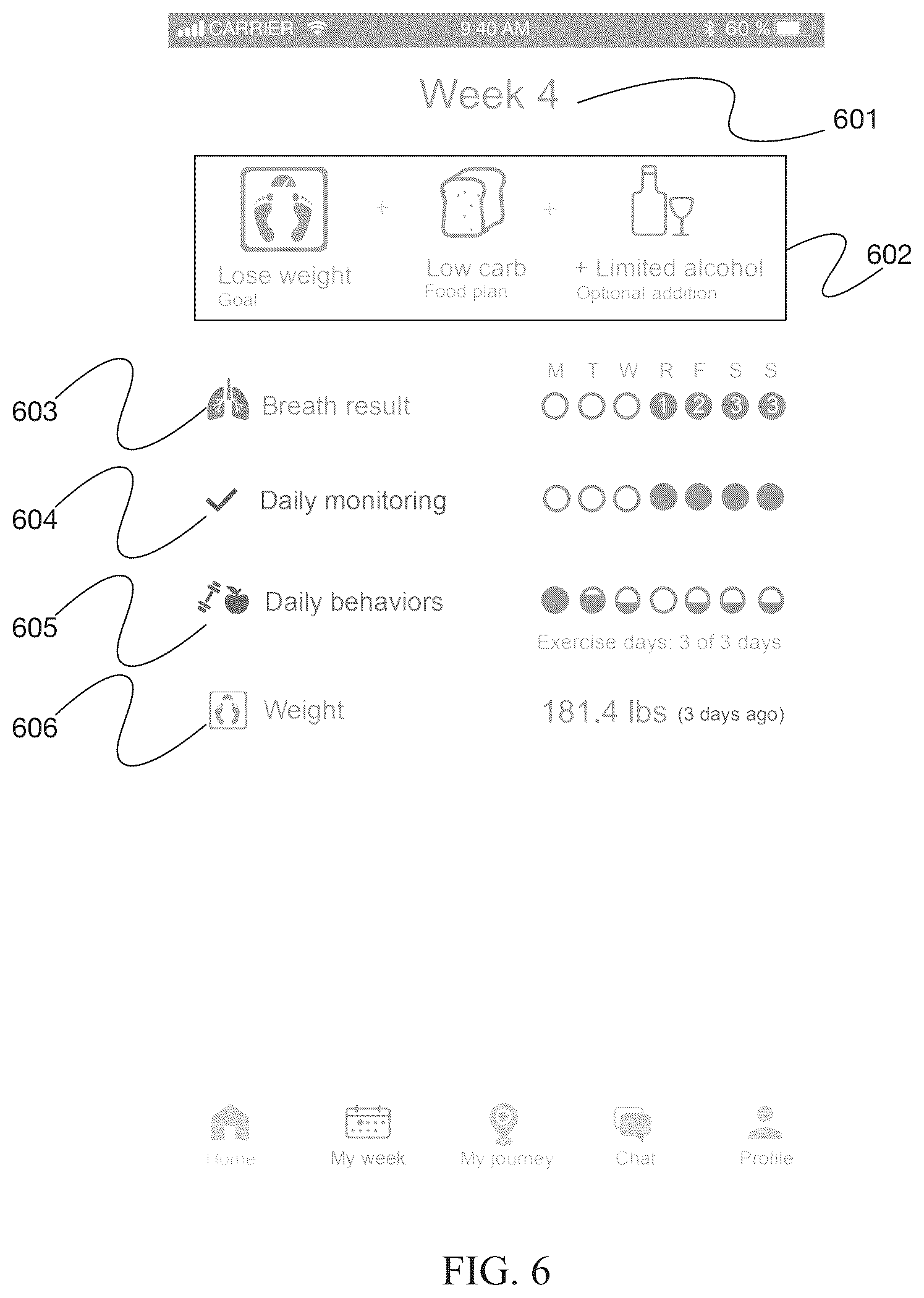 Patent US12614625 Figure 6 – Health monitoring and coaching system