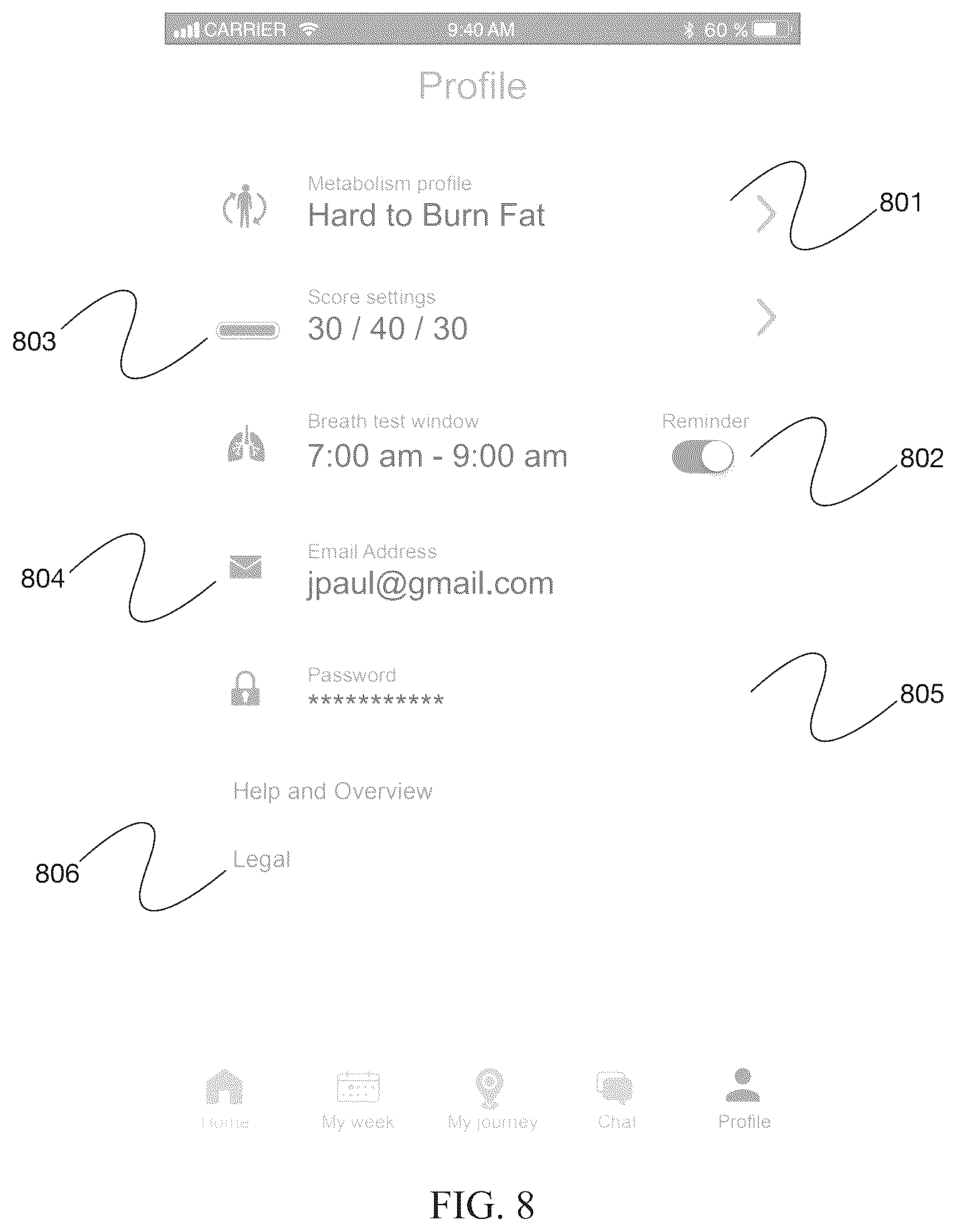 Patent US12614625 Figure 8 – Health monitoring and coaching system