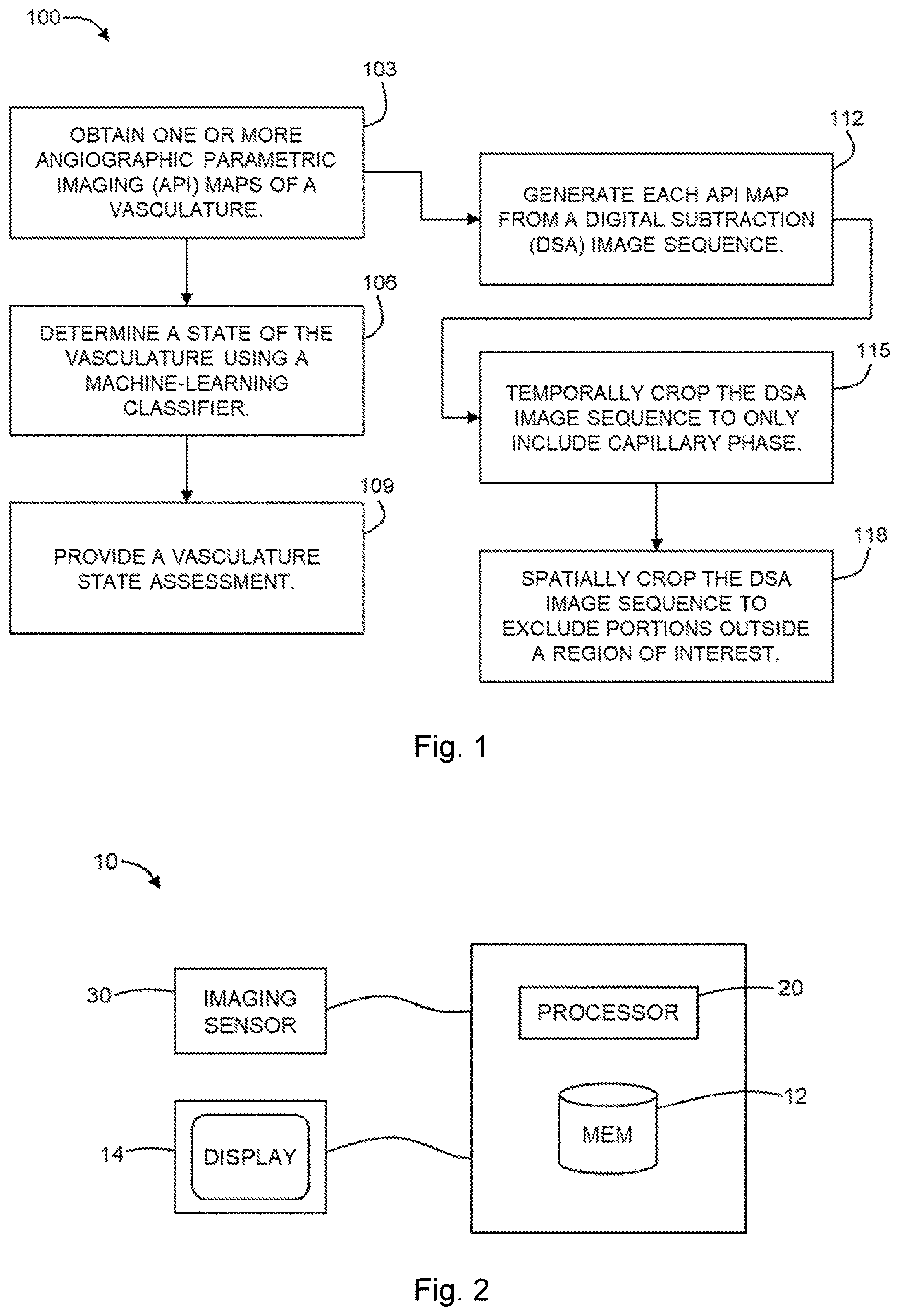 Patent US12614638 Figure 1 – Method for assessing vasculature, obtaining angiographic parametric imaging (API) maps of vasculature and determining state of vasculature using machine-learning classifier