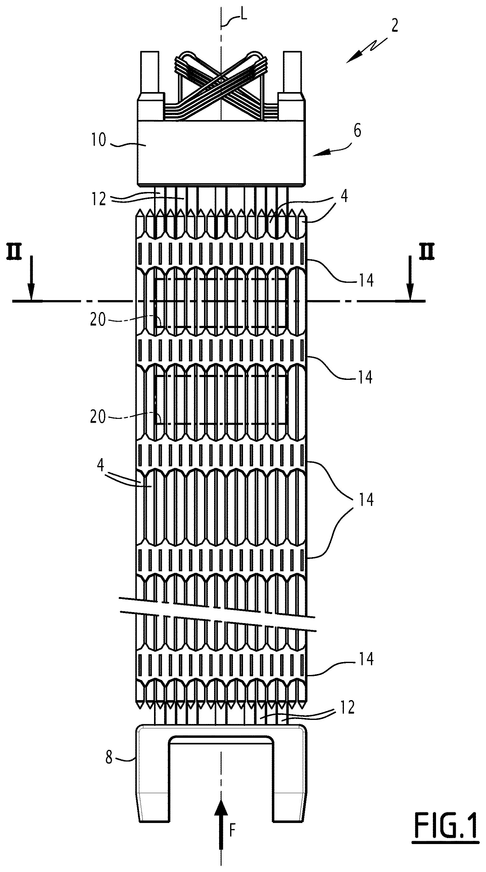 Patent US12614642 Figure 1 – Nuclear fuel assembly with a reinforcement device