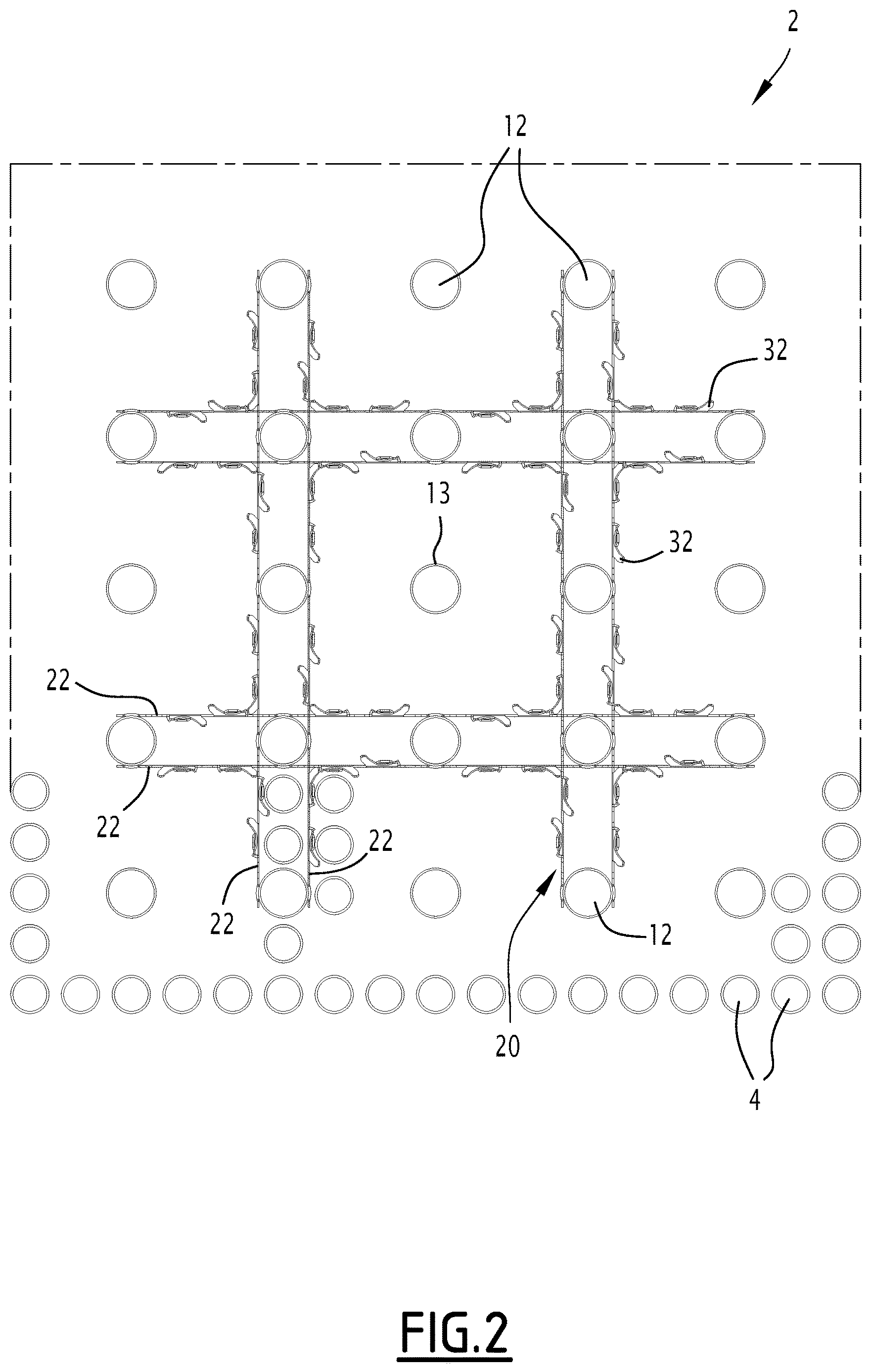 Patent US12614642 Figure 2 – Nuclear fuel assembly with a reinforcement device
