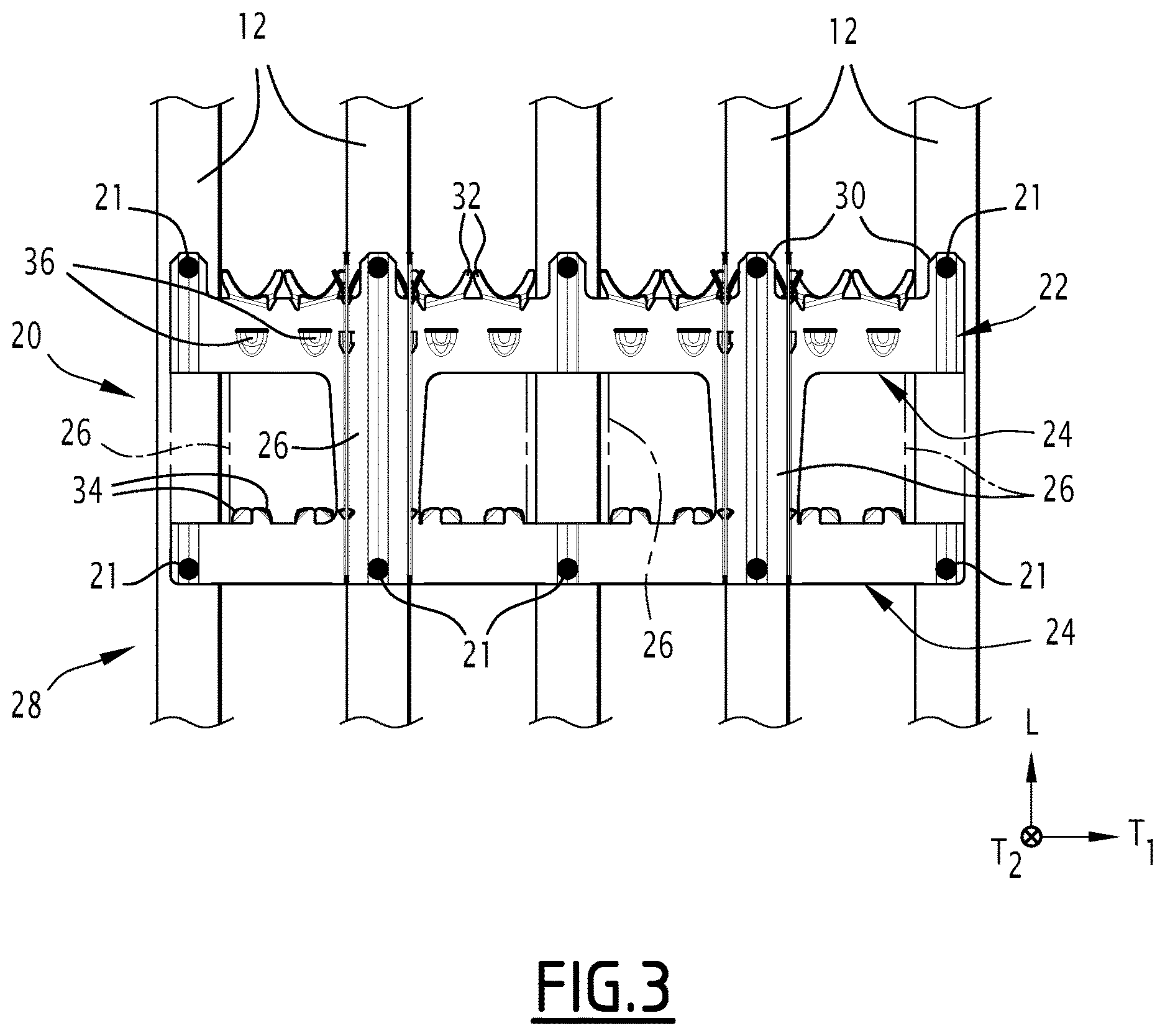 Patent US12614642 Figure 3 – Nuclear fuel assembly with a reinforcement device