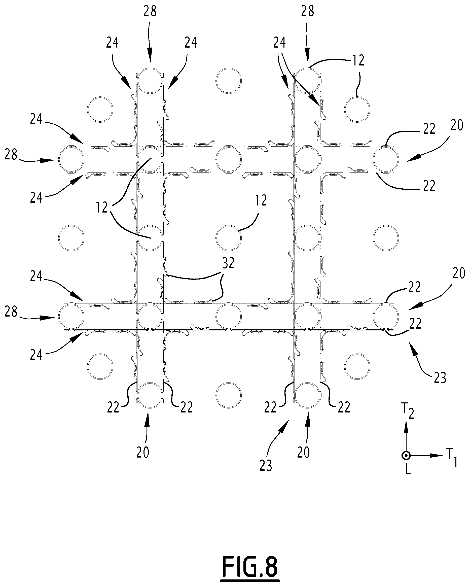 Patent US12614642 Figure 8 – Nuclear fuel assembly with a reinforcement device