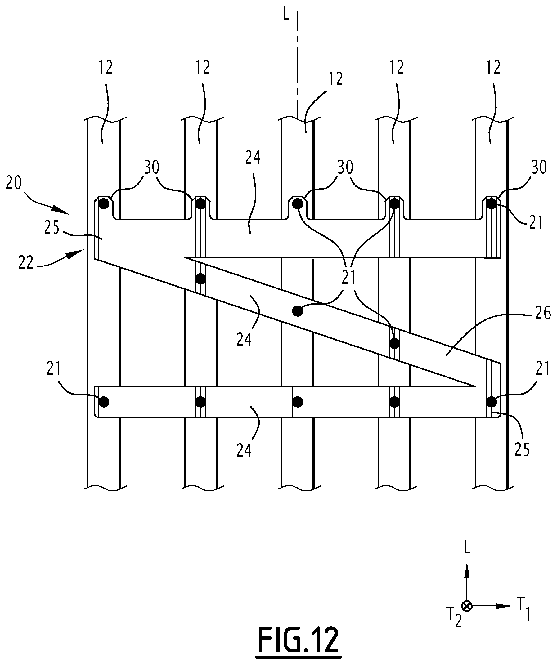 Patent US12614642 Figure 12 – Nuclear fuel assembly with a reinforcement device