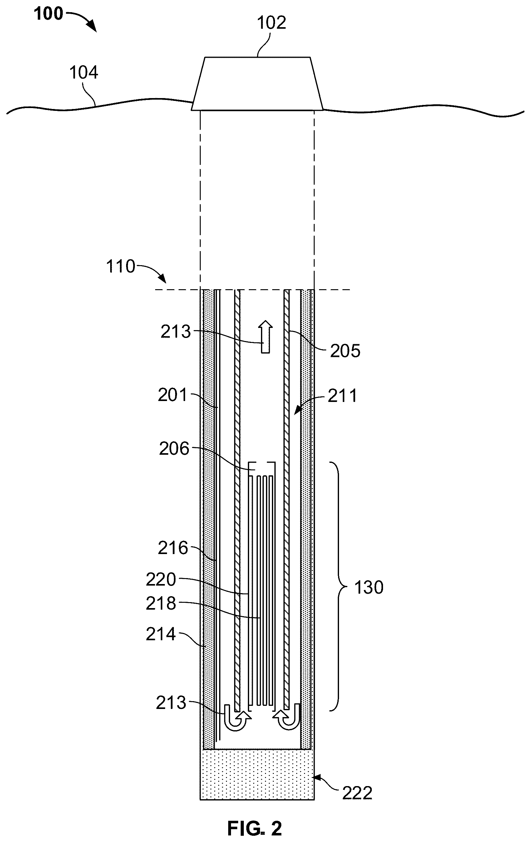 Patent US12614643 Figure 2 – Nuclear reactor system inside a borehole