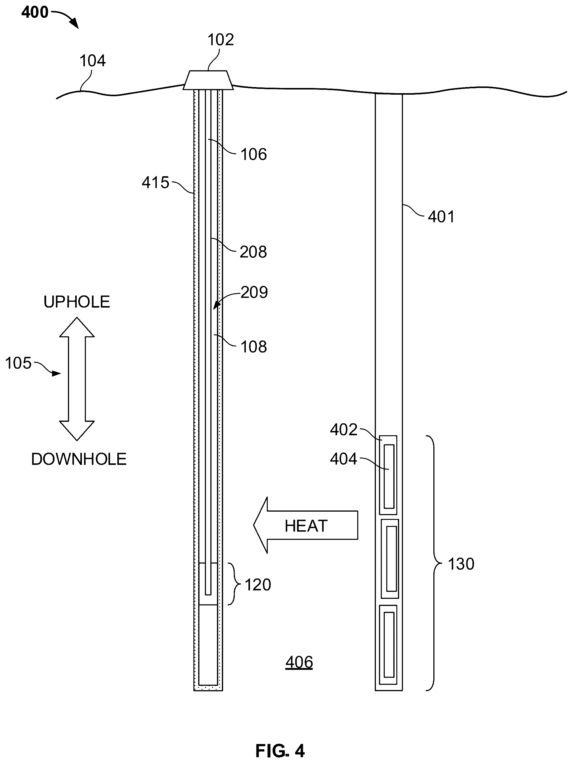 Patent US12614643 Figure 4 – Nuclear reactor system inside a borehole