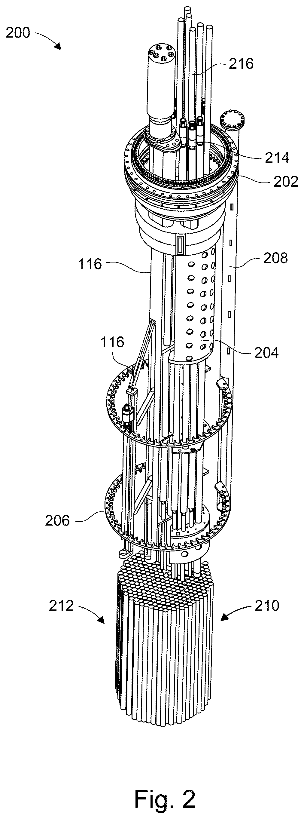 Patent US12614644 Figure 2 – In-vessel core component handling systems and methods
