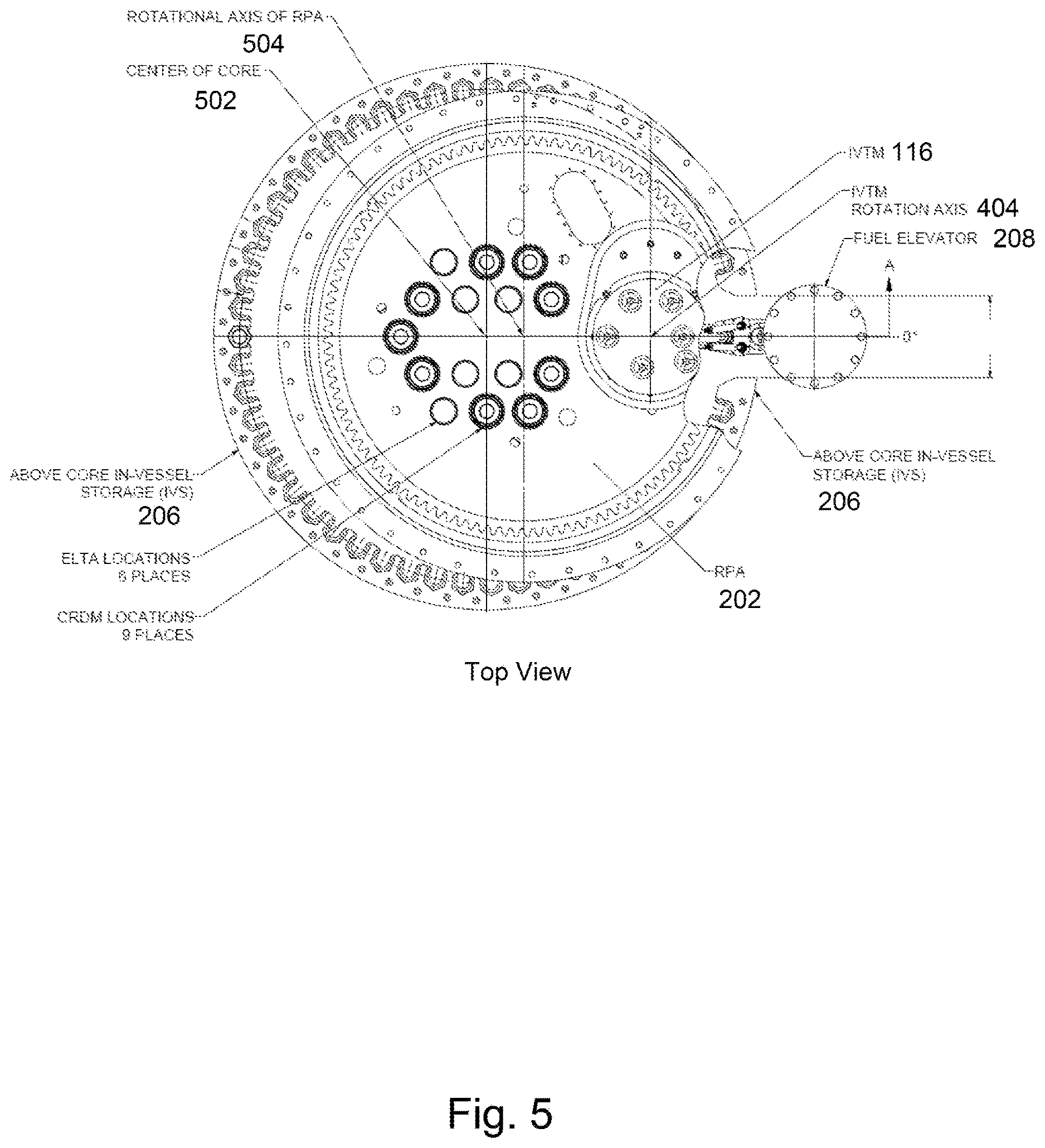 Patent US12614644 Figure 5 – In-vessel core component handling systems and methods