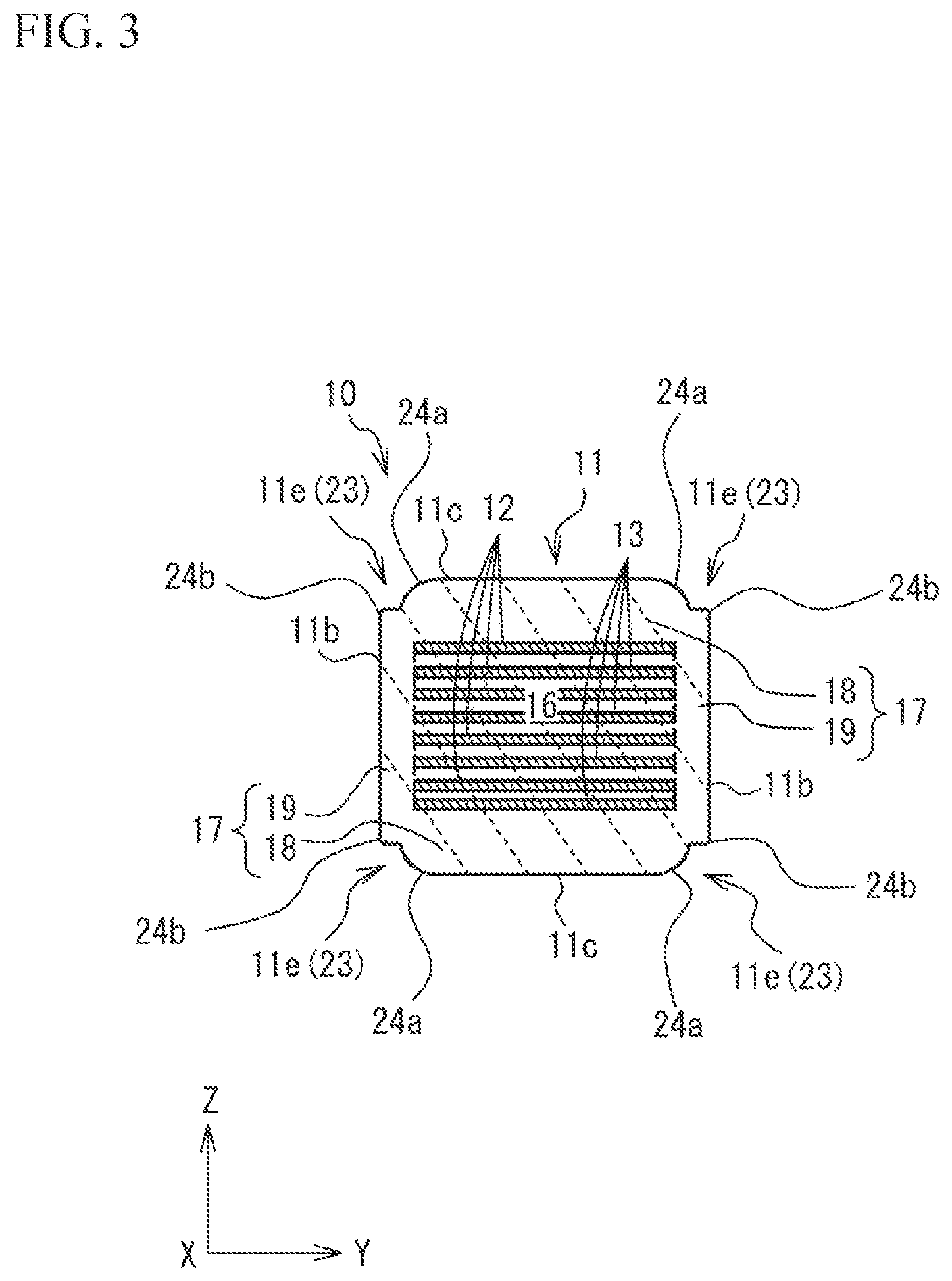 Patent US12614672 Figure 3 – Multilayer ceramic electronic device and manufacturing method of the same