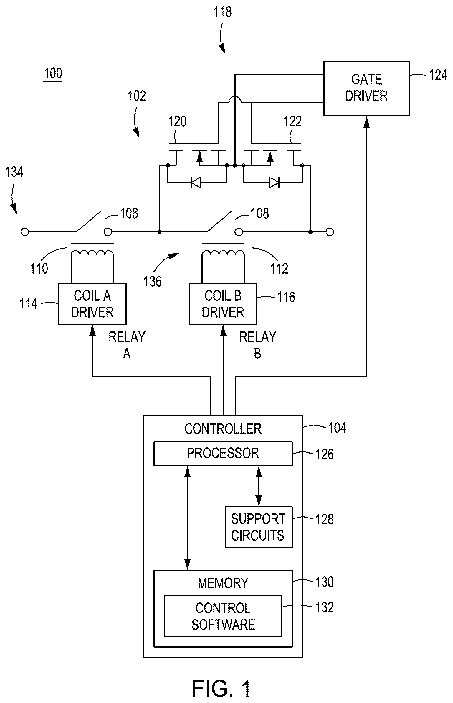 Patent US12614686 Figure 1 – Arc-free hybrid relay