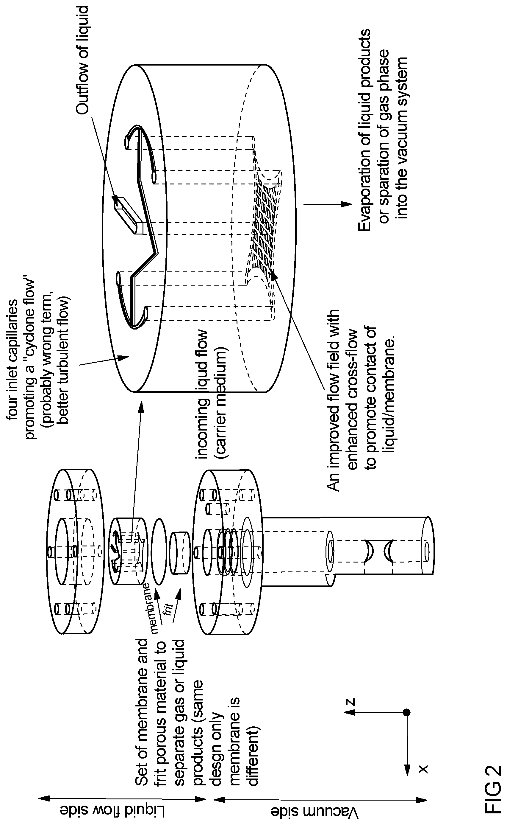 Patent US12614708 Figure 2 – Device for extracting gaseous and liquid products from a reaction fluid