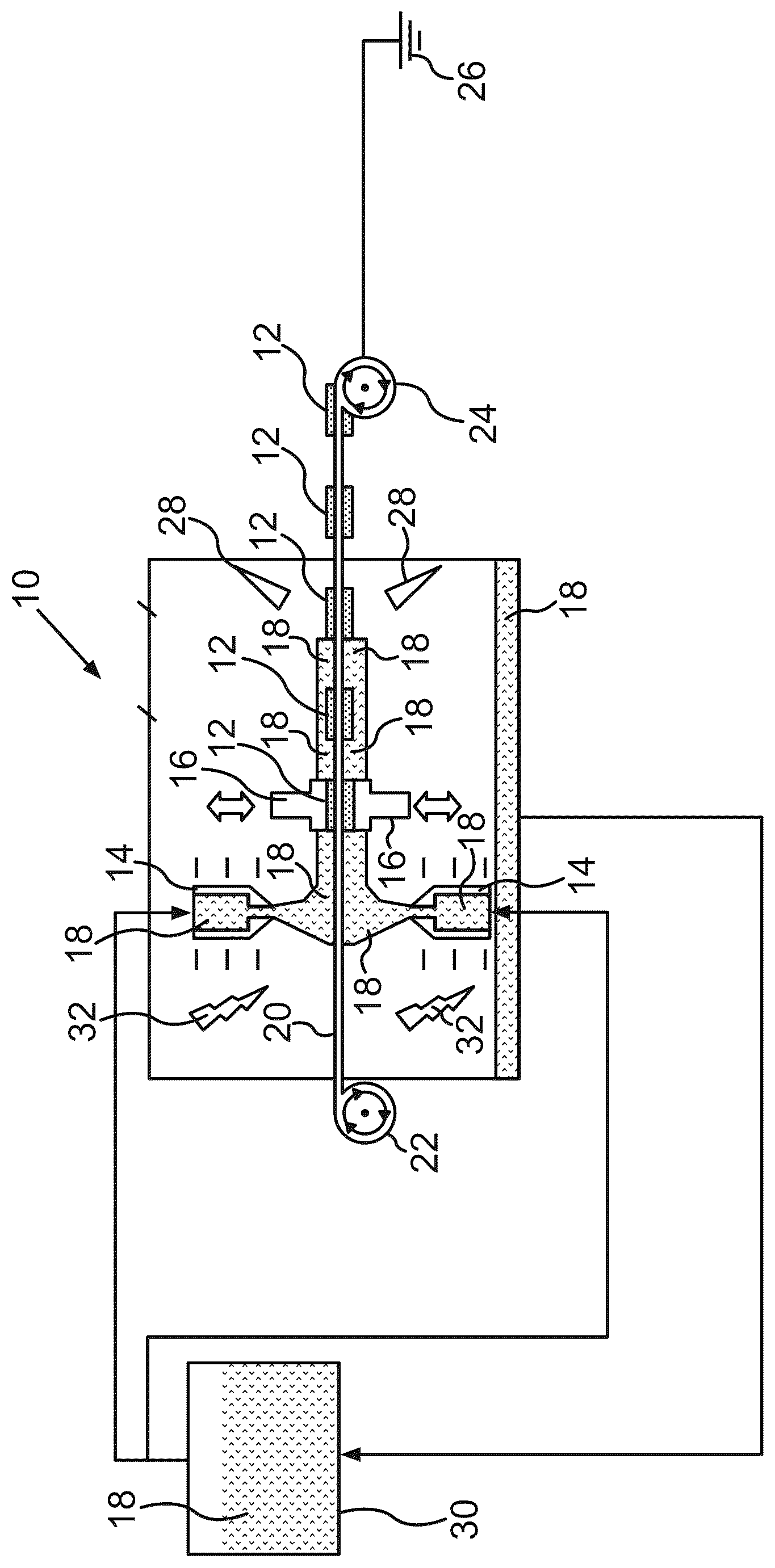 Patent US12614712 Figure 1 – Method for the production of an electrode for a battery cell of an electrical energy storage device, electrode and generator