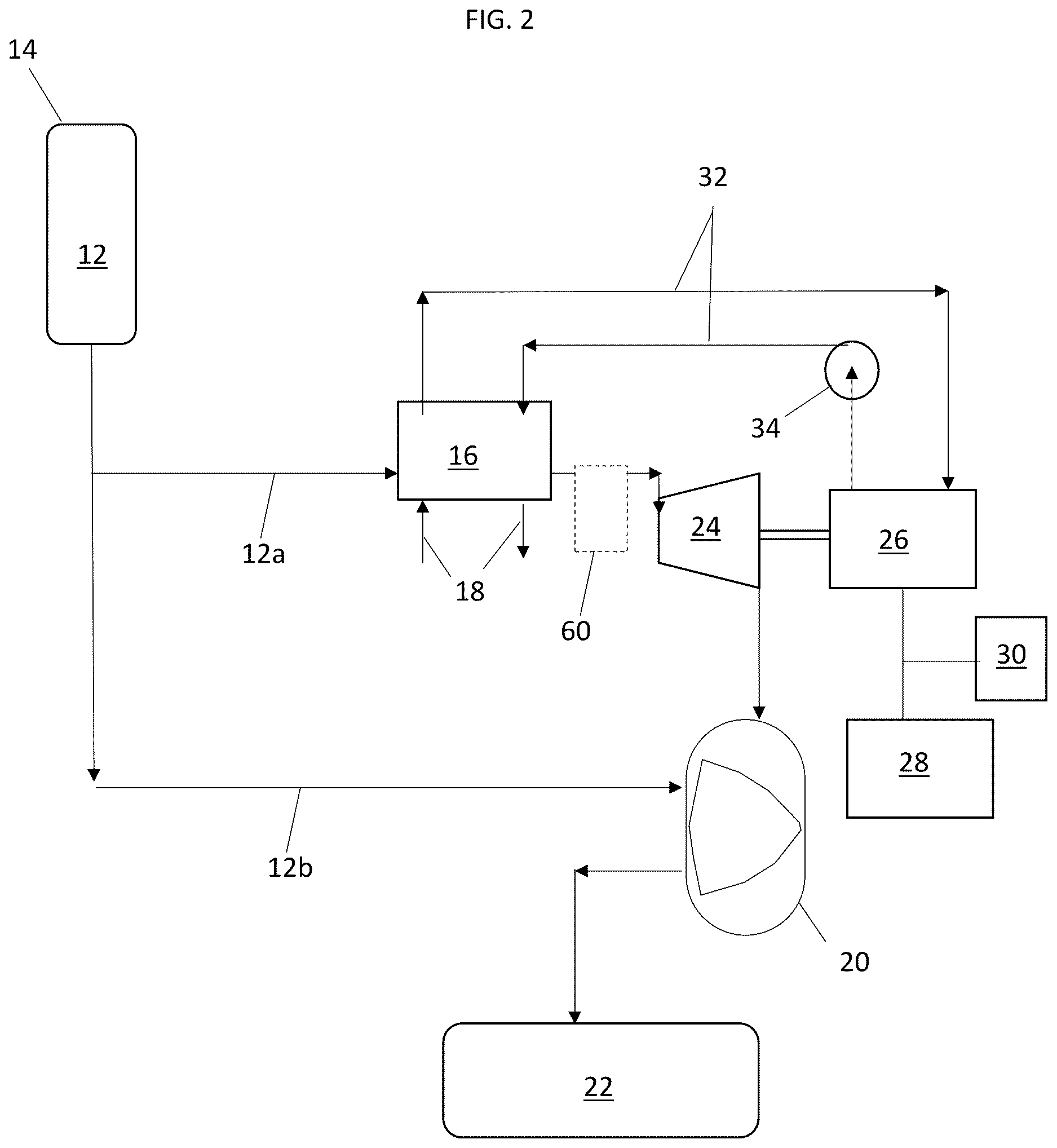Patent US12614740 Figure 2 – Auxiliary power generation and cooling systems on liquid hydrogen fueled aircraft