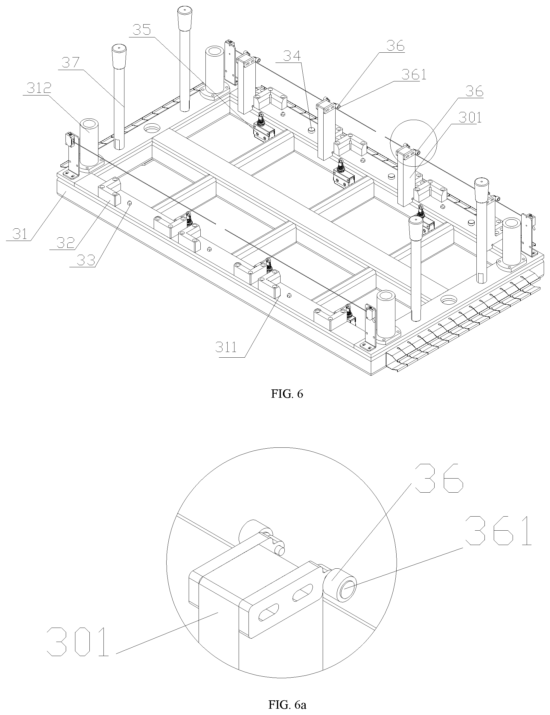 Patent US12614750 Figure 5 – Pressing mechanism with variable distance position and equal dividing for charging and discharging of the square battery