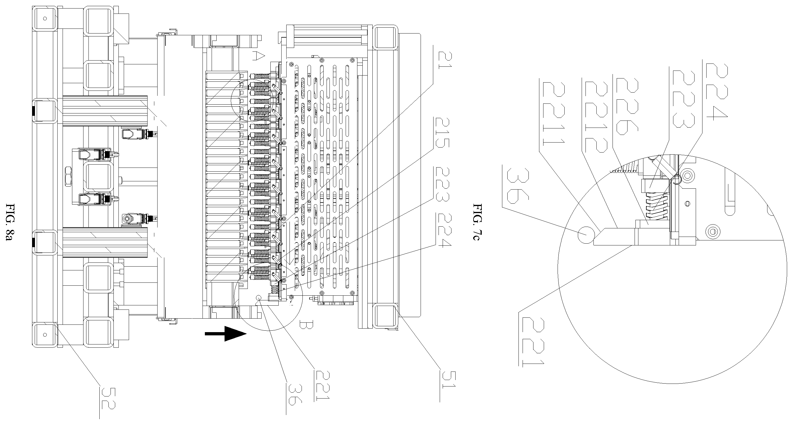Patent US12614750 Figure 7 – Pressing mechanism with variable distance position and equal dividing for charging and discharging of the square battery