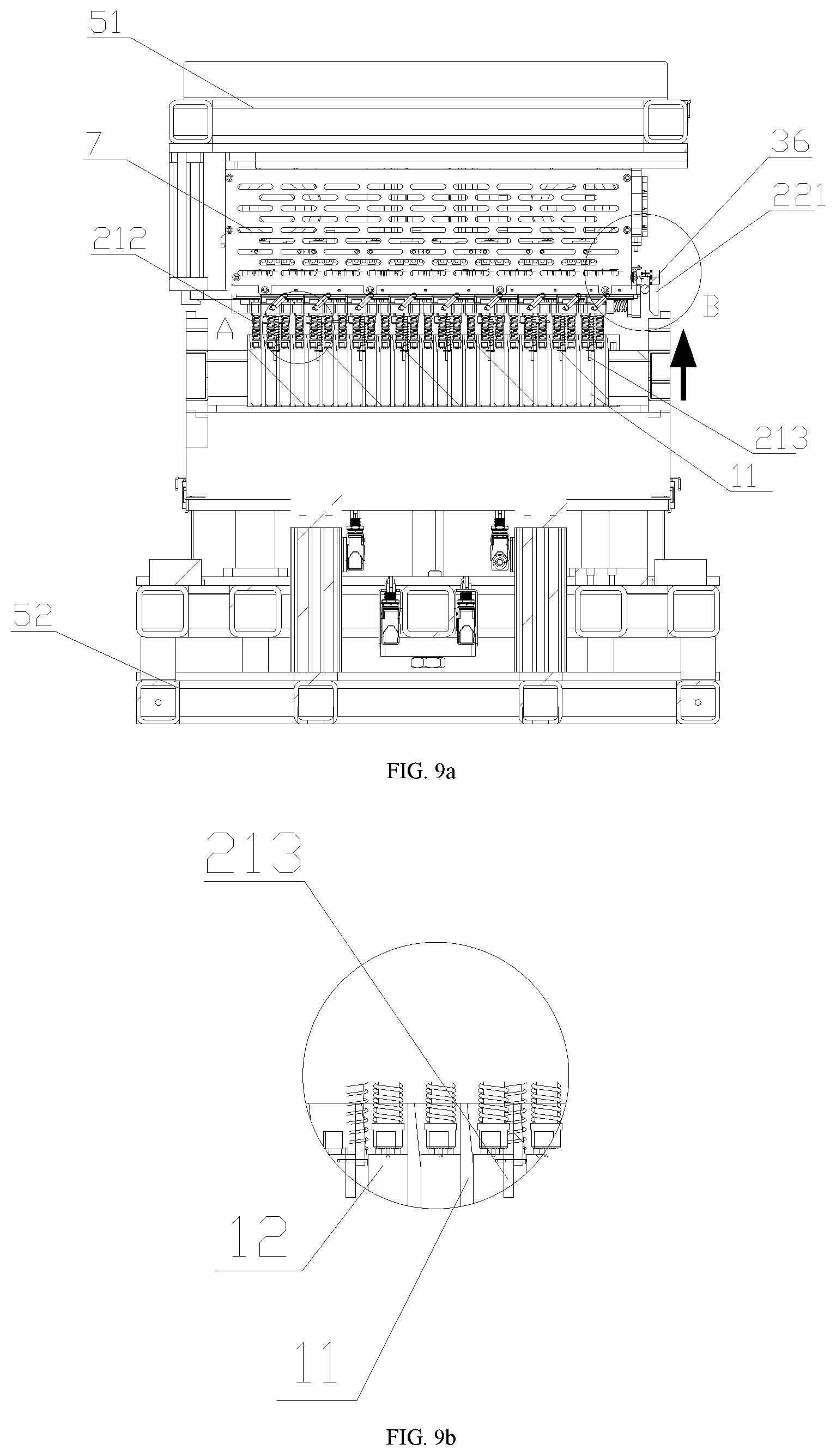 Patent US12614750 Figure 9 – Pressing mechanism with variable distance position and equal dividing for charging and discharging of the square battery