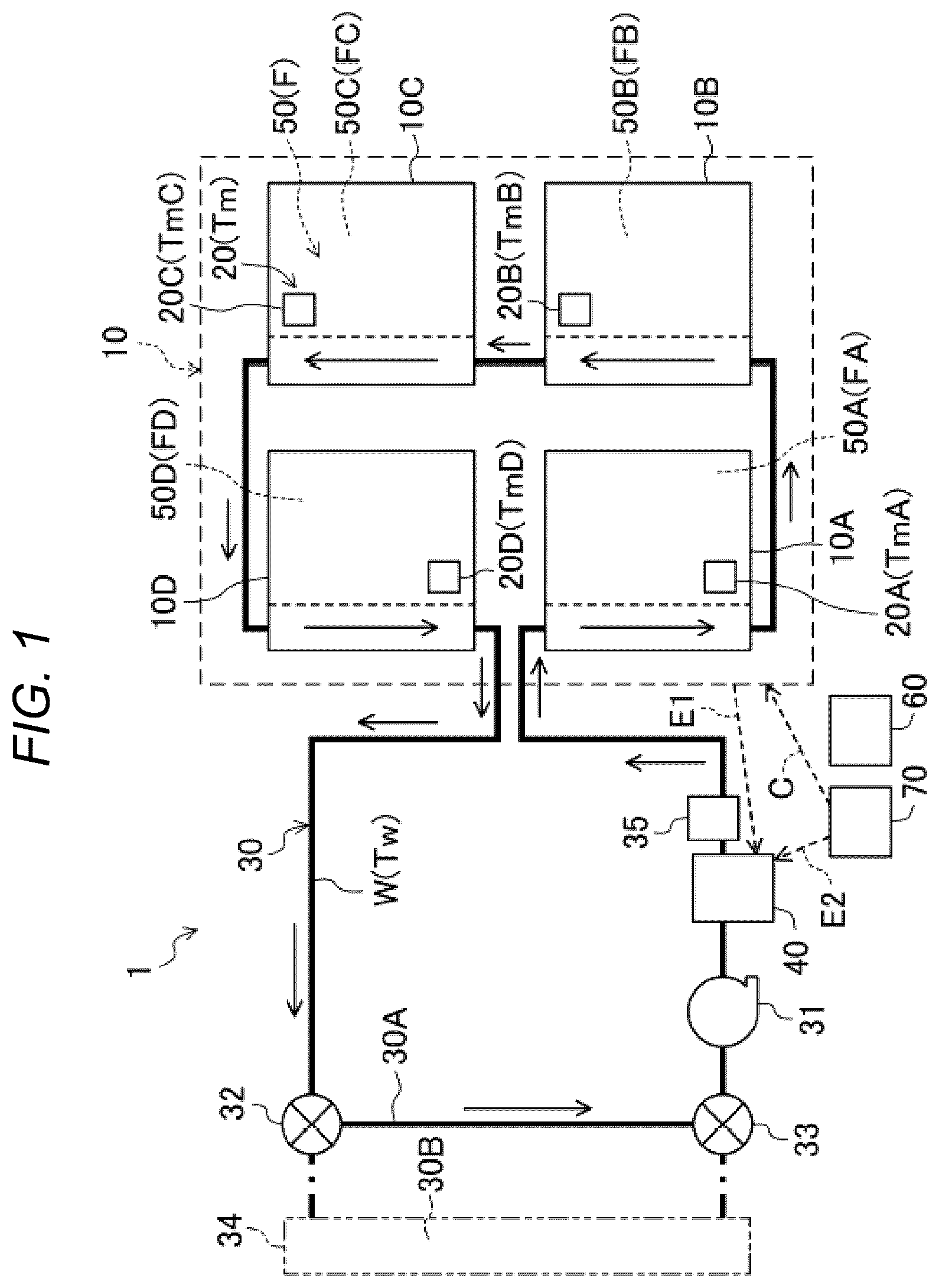 Patent US12614782 — Battery unit temperature management device — Figure 1