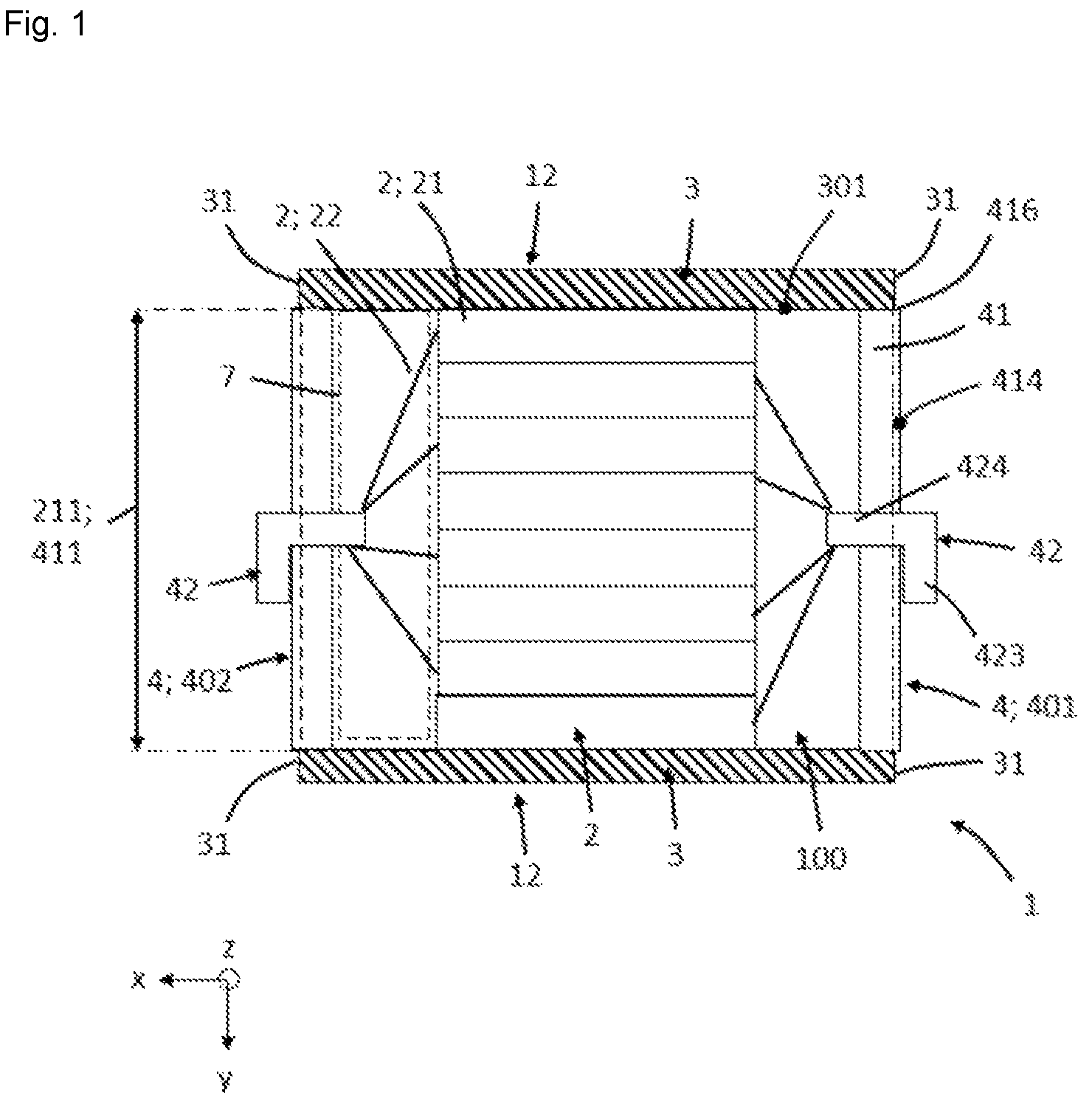 Patent US12614788 Figure 1 – Electrochemical pouch cell for energy storage device