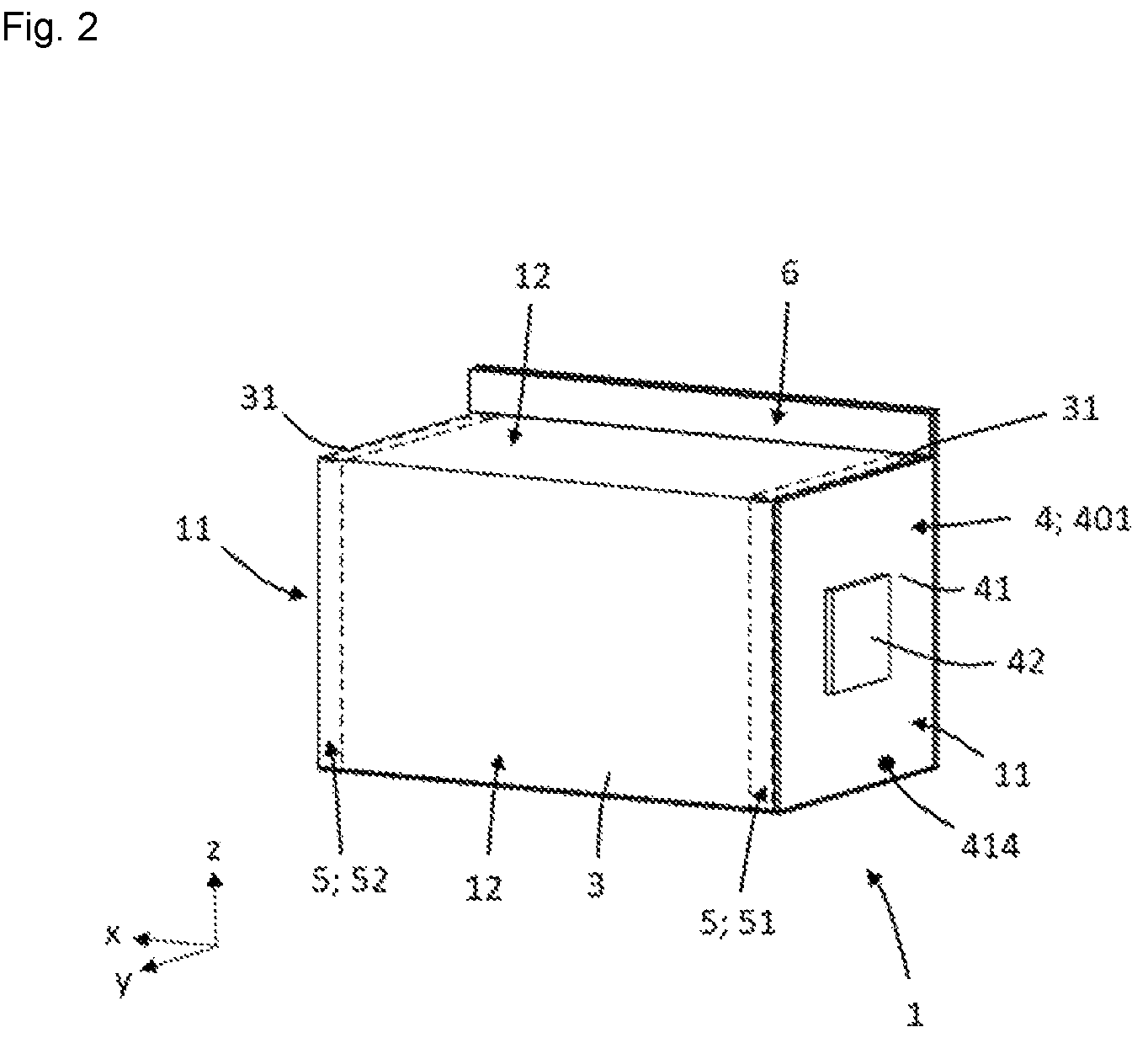 Patent US12614788 Figure 2 – Electrochemical pouch cell for energy storage device