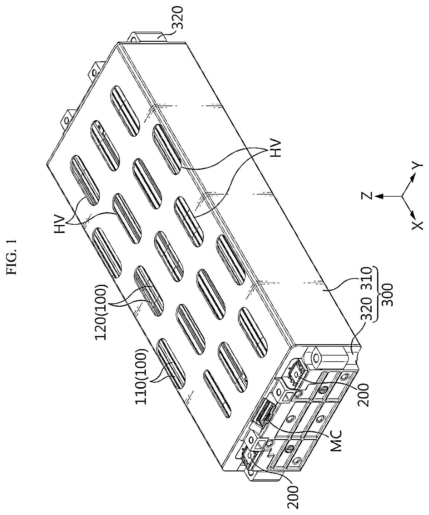 Patent US12614812 Figure 1 – Battery module with reinforced safety